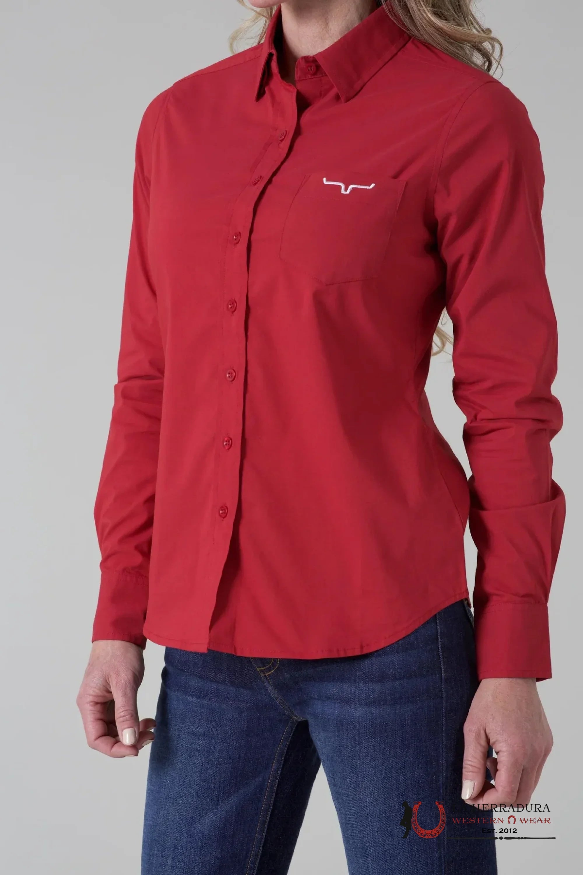 Women Kim Ranch Long Sleeve Red Shirt ROPA MUJERES