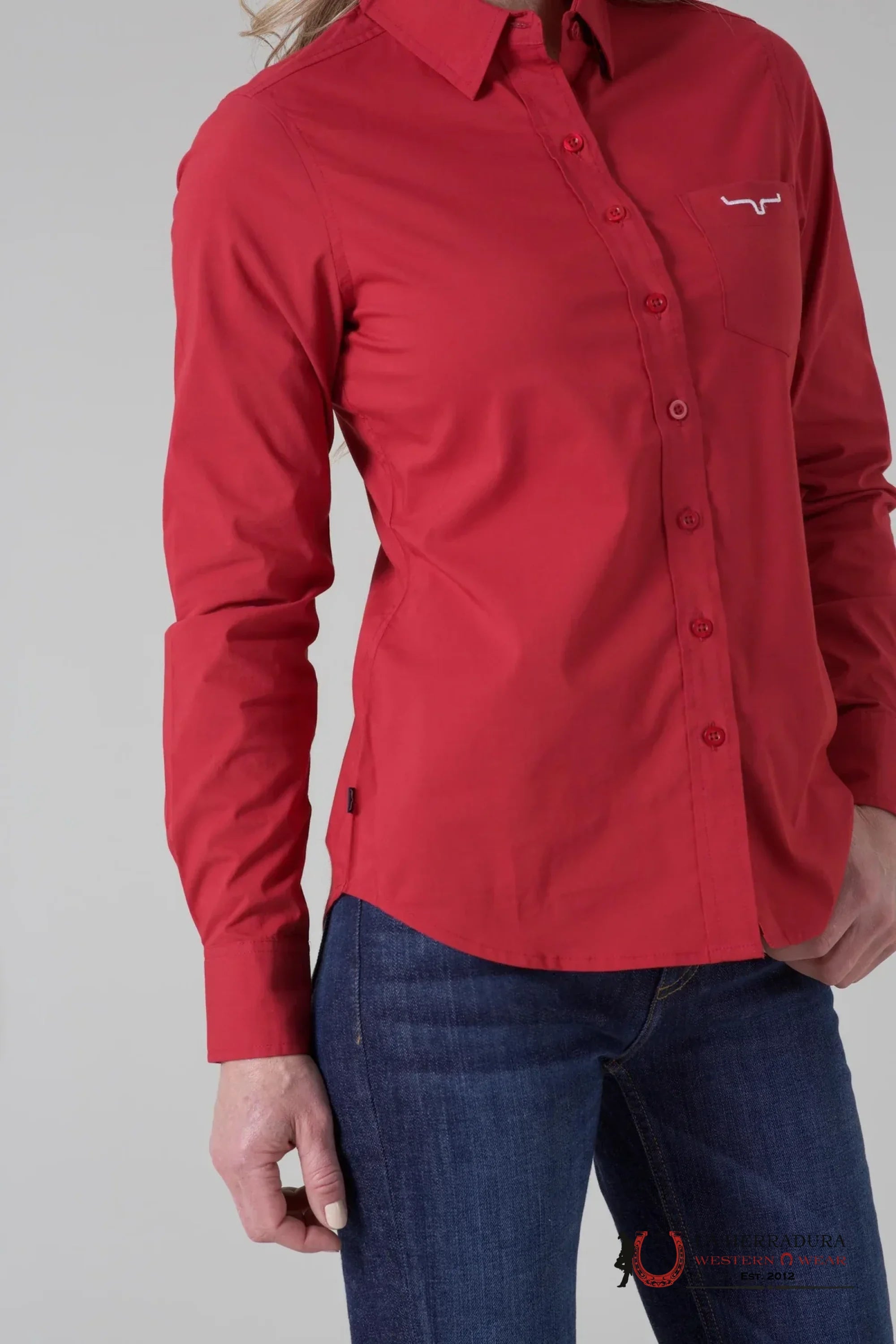 Women Kim Ranch Long Sleeve Red Shirt ROPA MUJERES