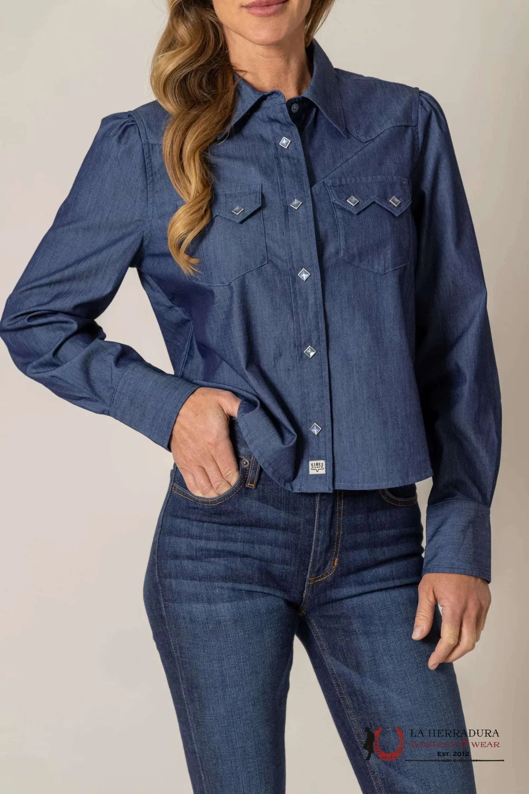 Women Kimes Ranch Long Sleeve Annie Dark Indigo Blue Shirt ROPA MUJERES