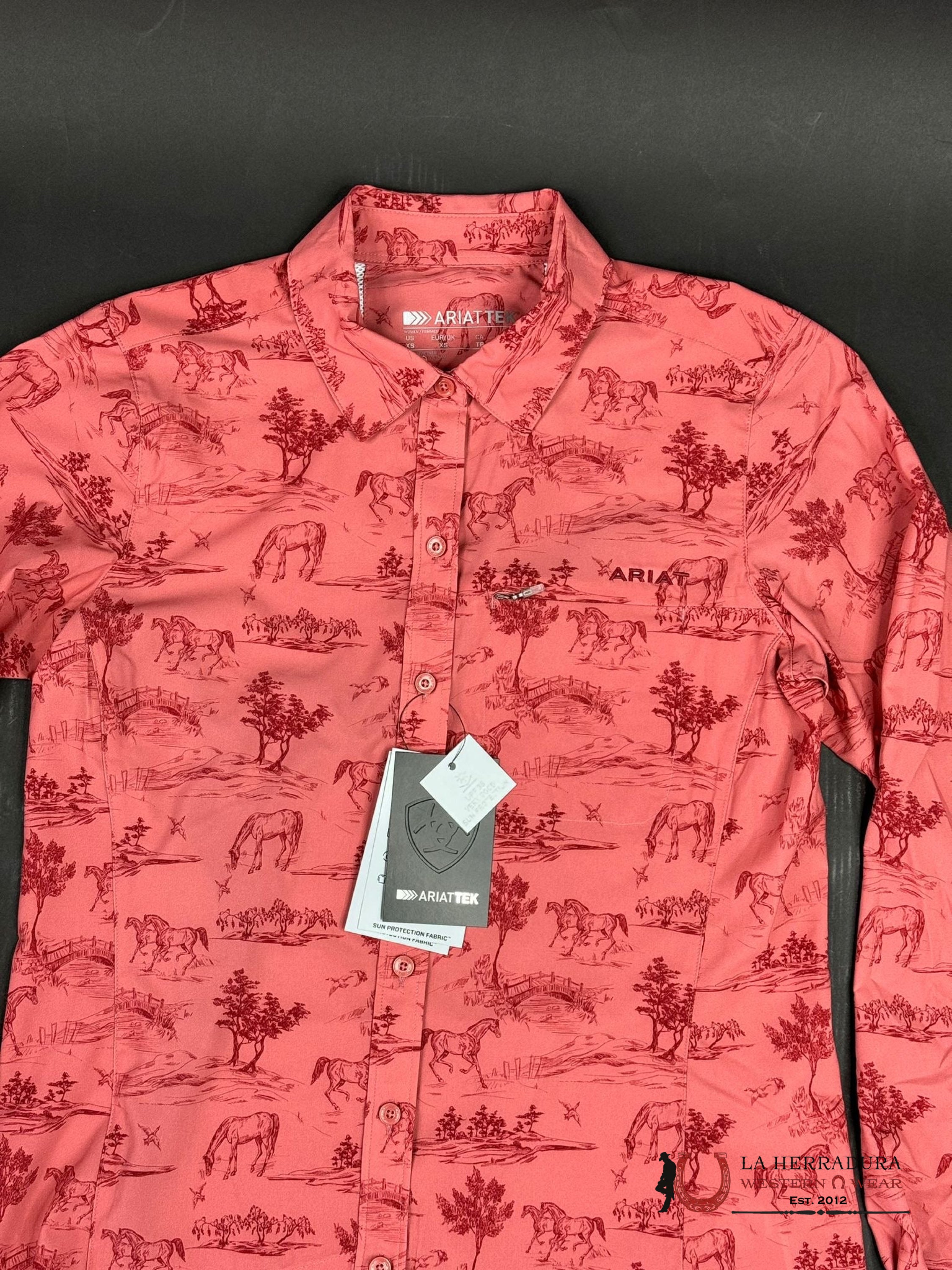 Women Ariat Ventek Long Sleeve Shirt Faded Rose Toile Ropa Mujeres