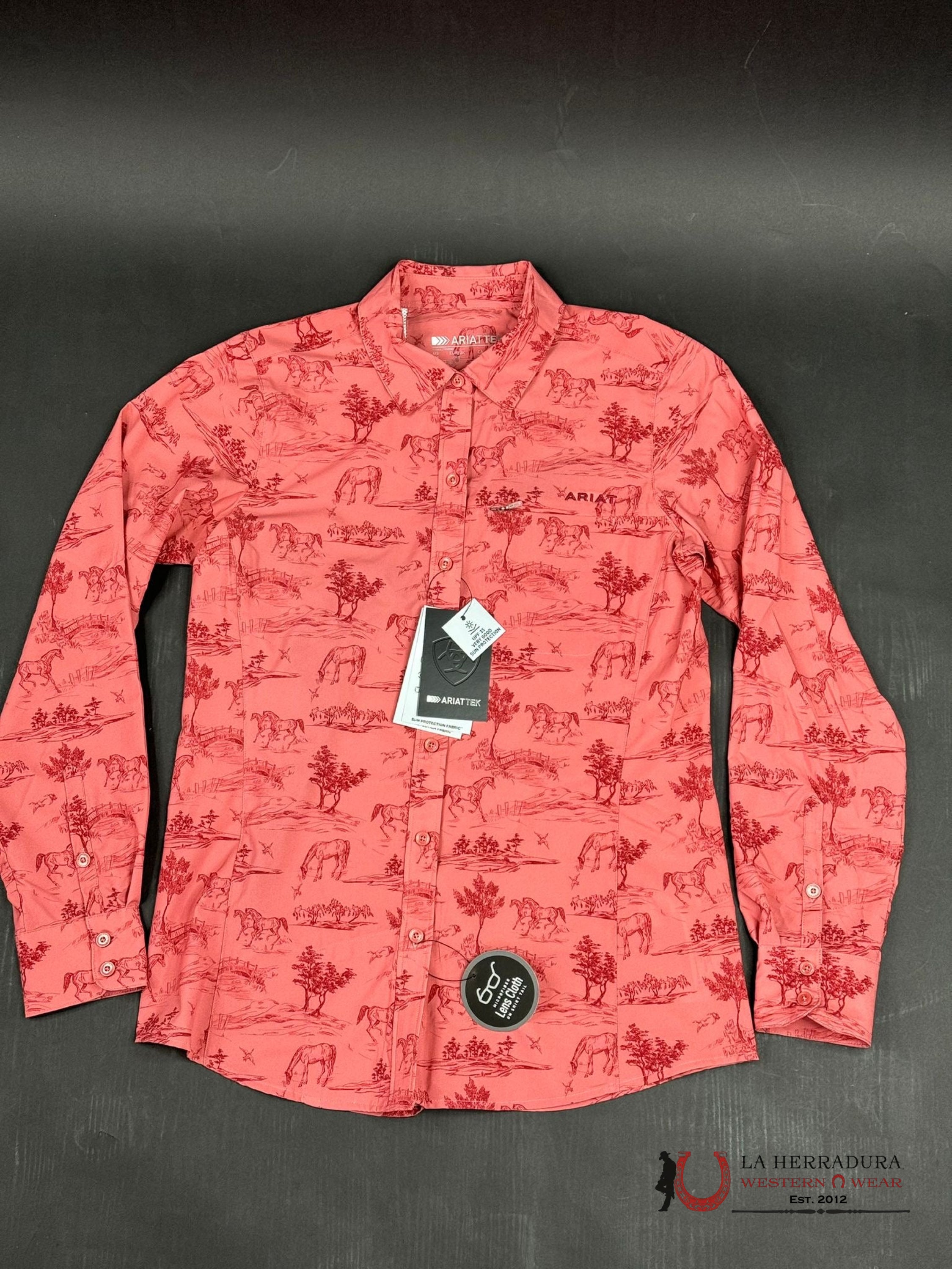 Women Ariat Ventek Long Sleeve Shirt Faded Rose Toile Ropa Mujeres