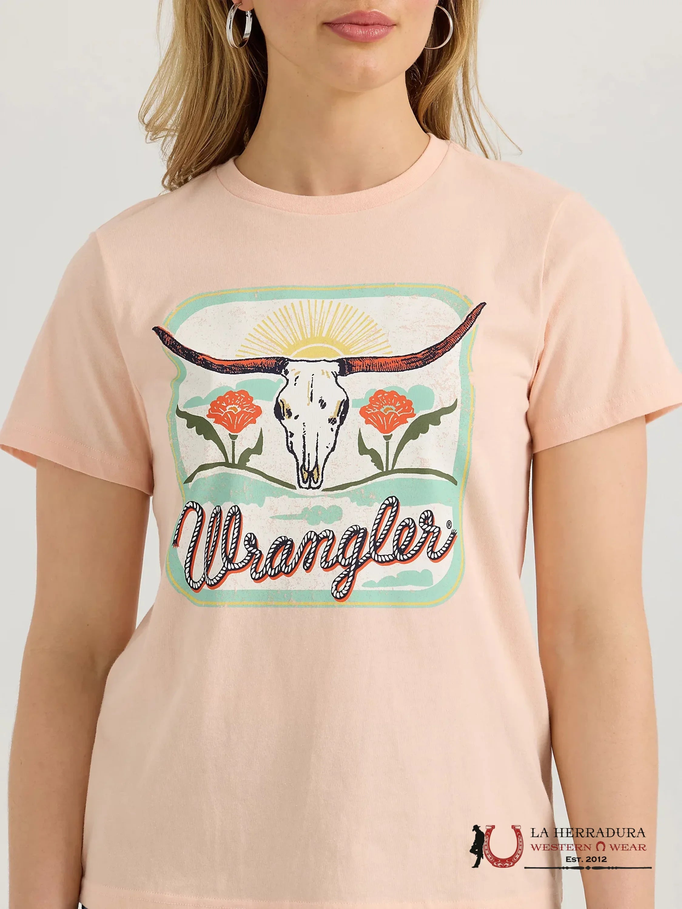 Wrangler Peach Parfait With Longhorn Short Sleeve Shirt ROPA MUJERES