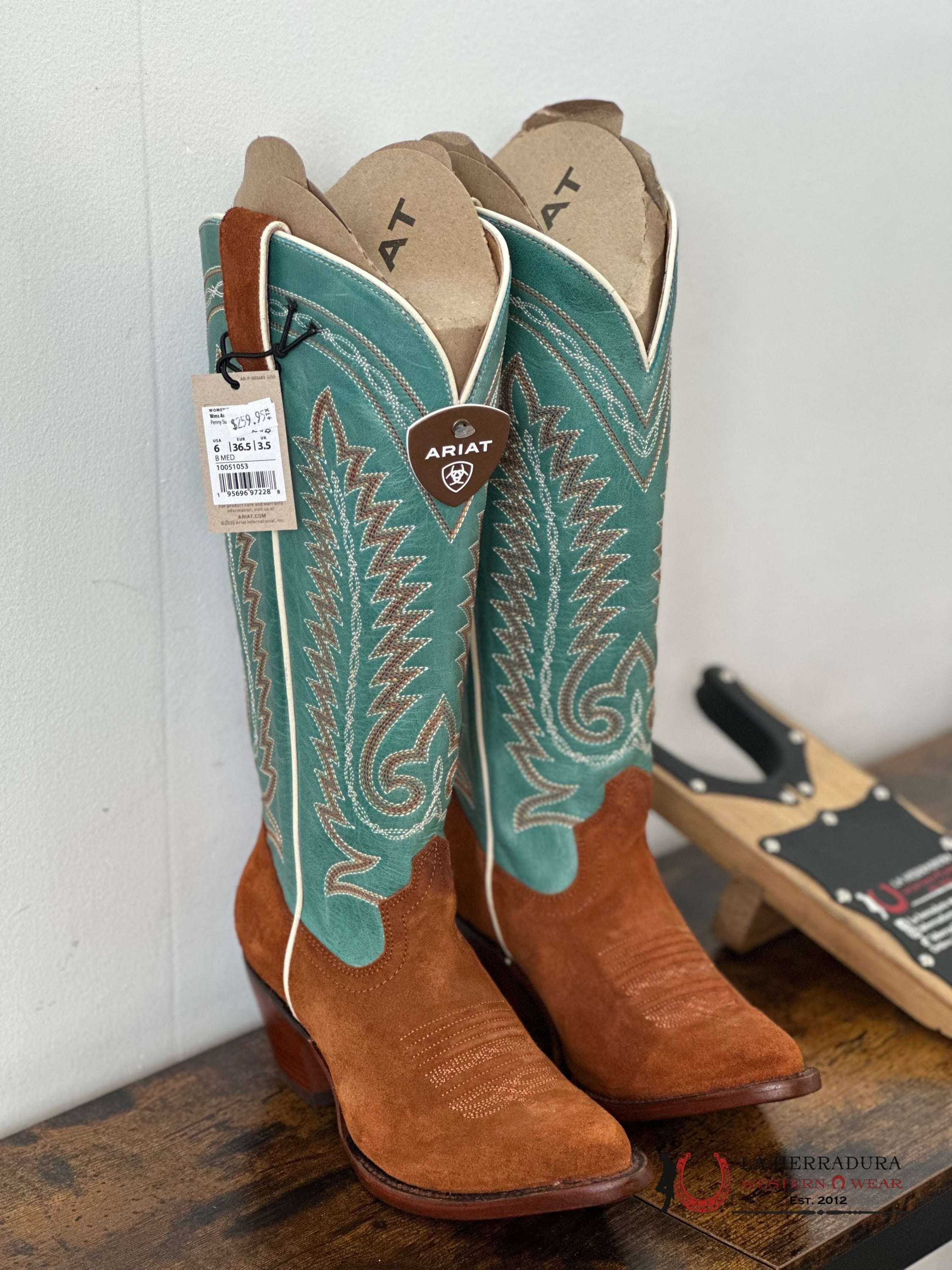 Womens Ariat Ambrose Penny Suede Pale Turquoise Botas Mujeres