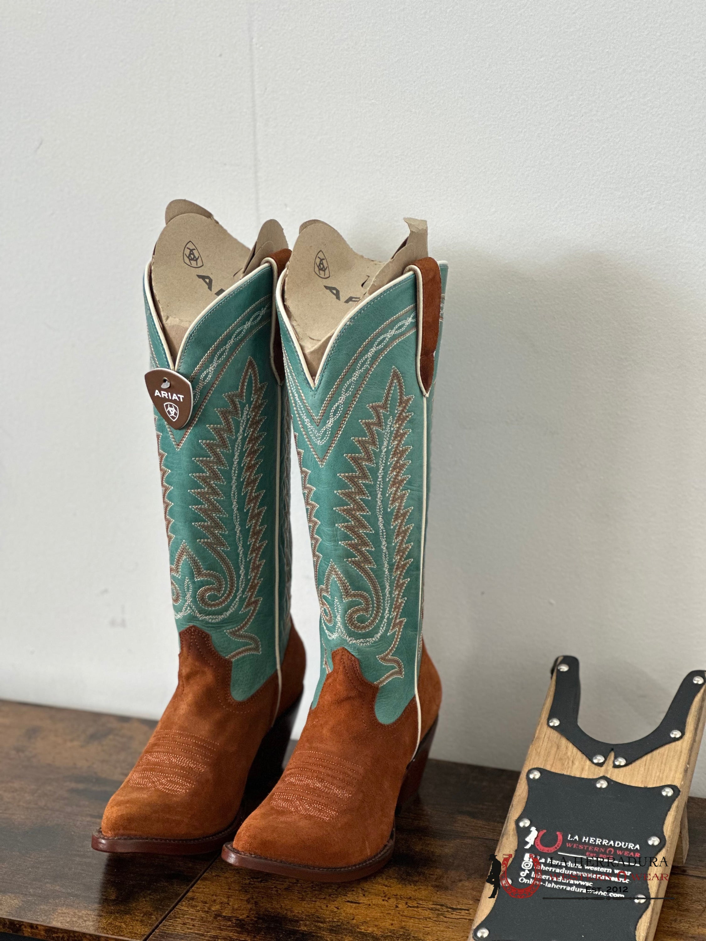 Womens Ariat Ambrose Penny Suede Pale Turquoise Botas Mujeres