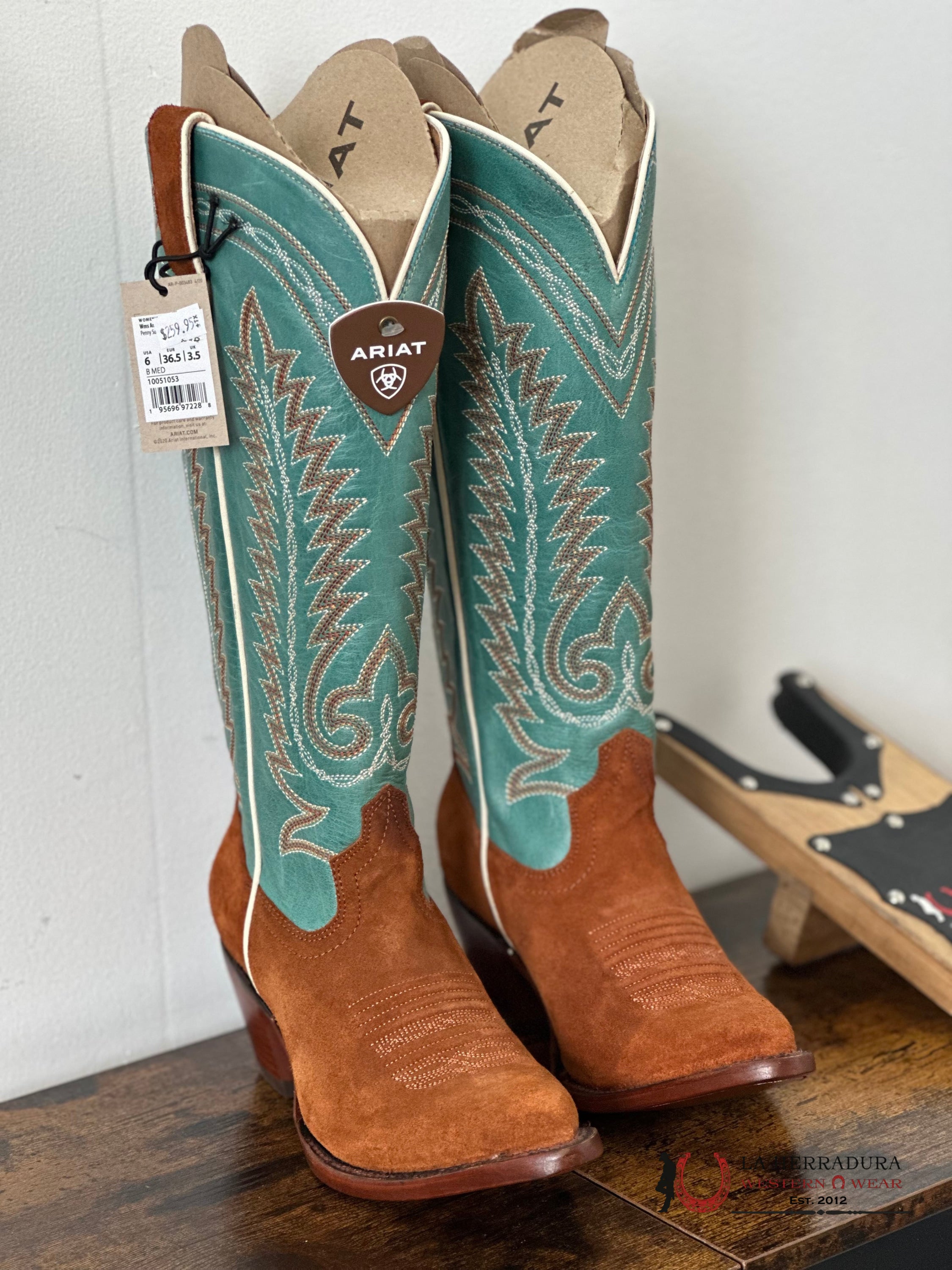 Womens Ariat Ambrose Penny Suede Pale Turquoise Botas Mujeres