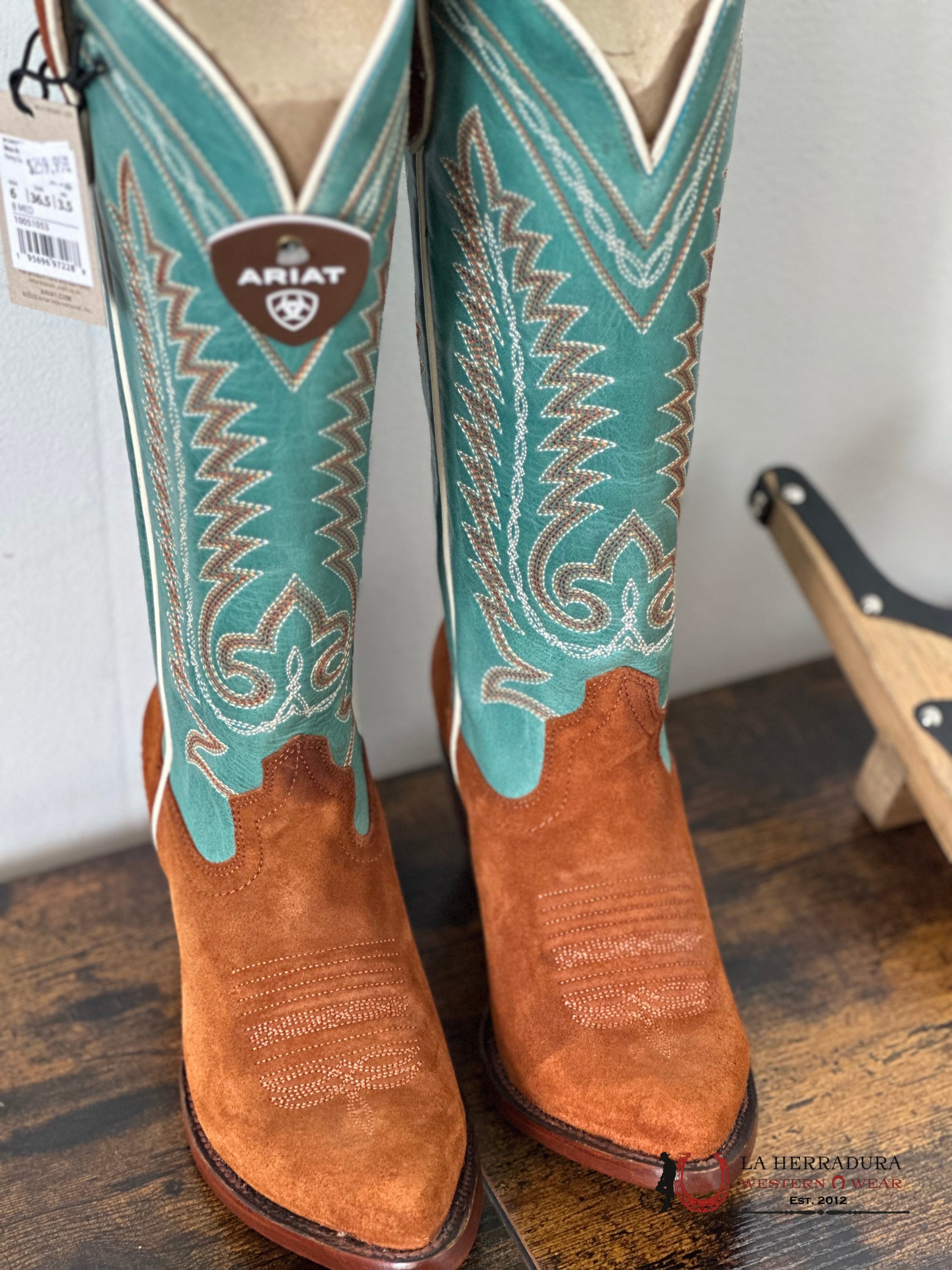 Womens Ariat Ambrose Penny Suede Pale Turquoise Botas Mujeres