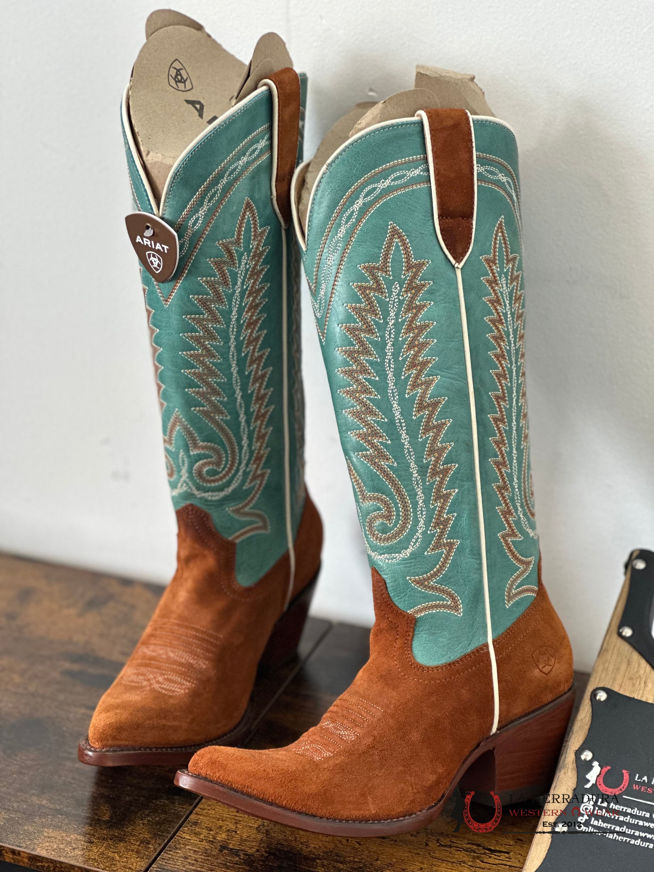 Womens Ariat Ambrose Penny Suede Pale Turquoise Botas Mujeres