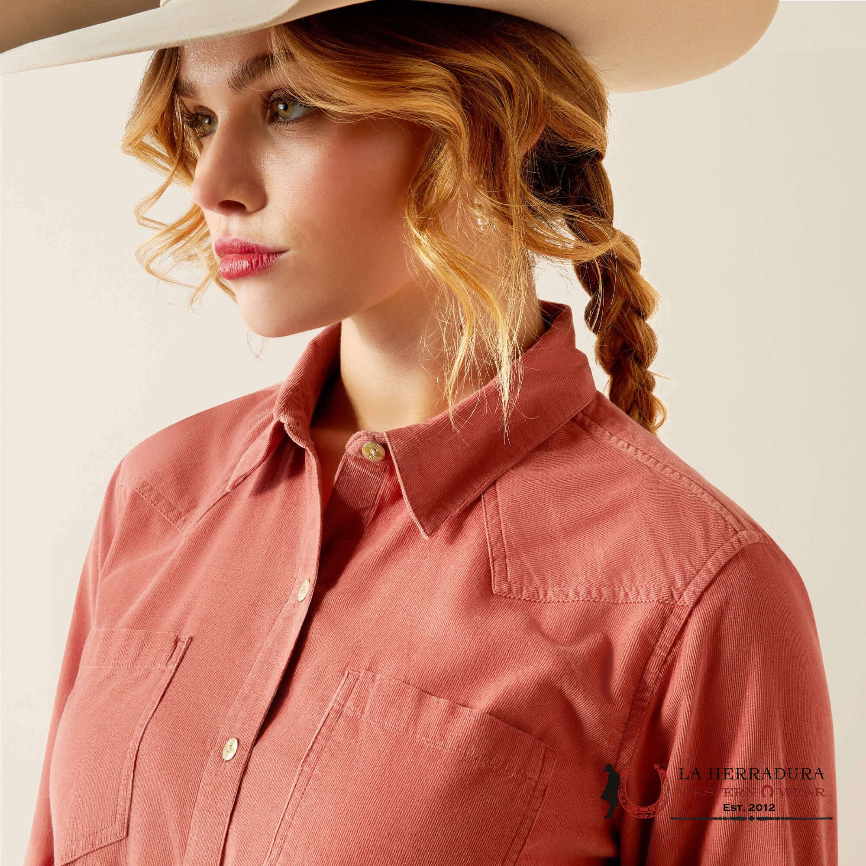 WOMENS ARIAT BILLIE JEAN CORDED LONG SLEEVE SHIRT LIGHT MAHOGANY 10053971 ROPA MUJERES