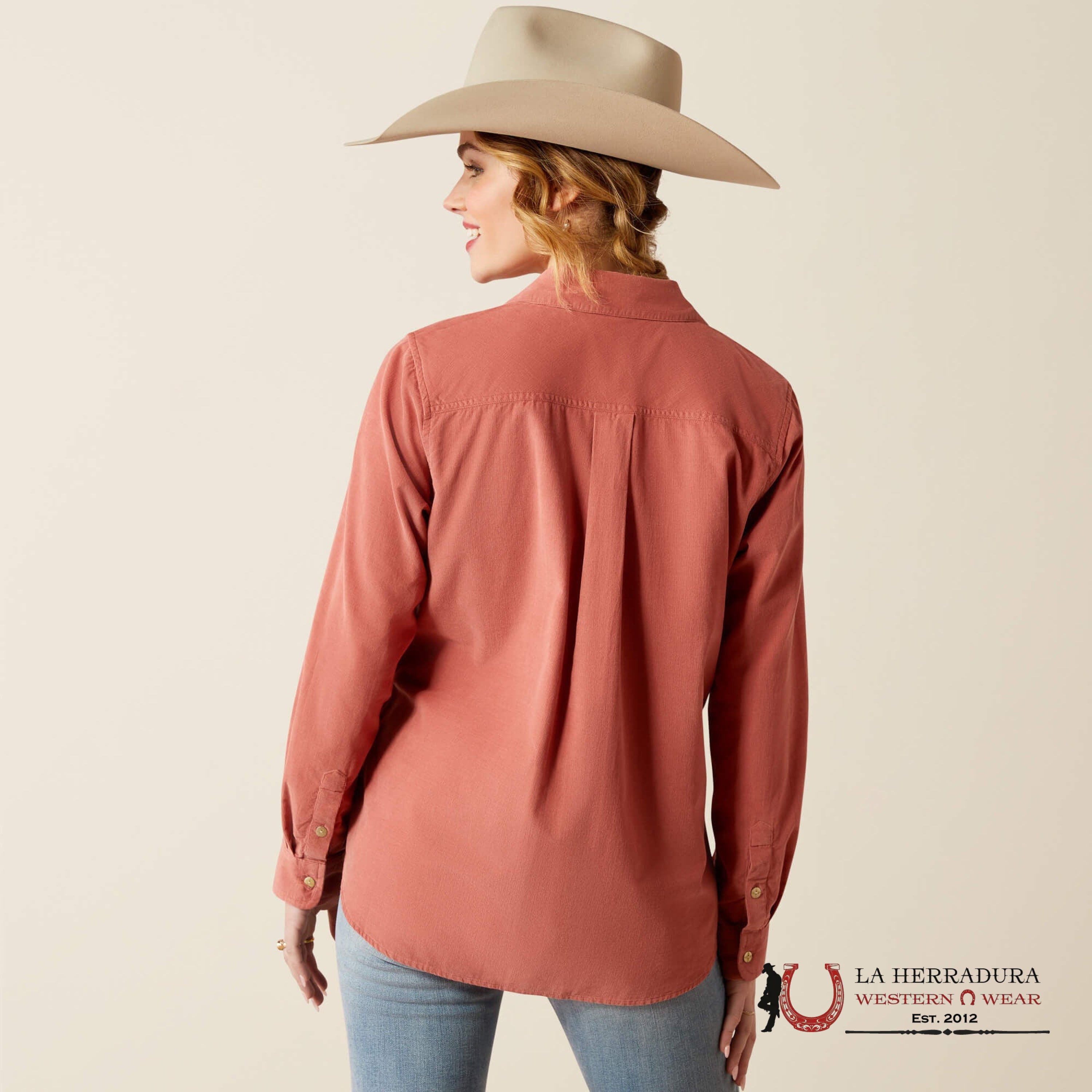 WOMENS ARIAT BILLIE JEAN CORDED LONG SLEEVE SHIRT LIGHT MAHOGANY 10053971 ROPA MUJERES