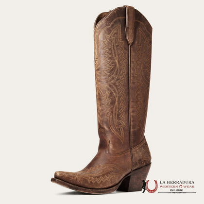 BOTAS LOS ALTOS PARA MUJER AVESTRUZ MOCHA ESTILO RODELO