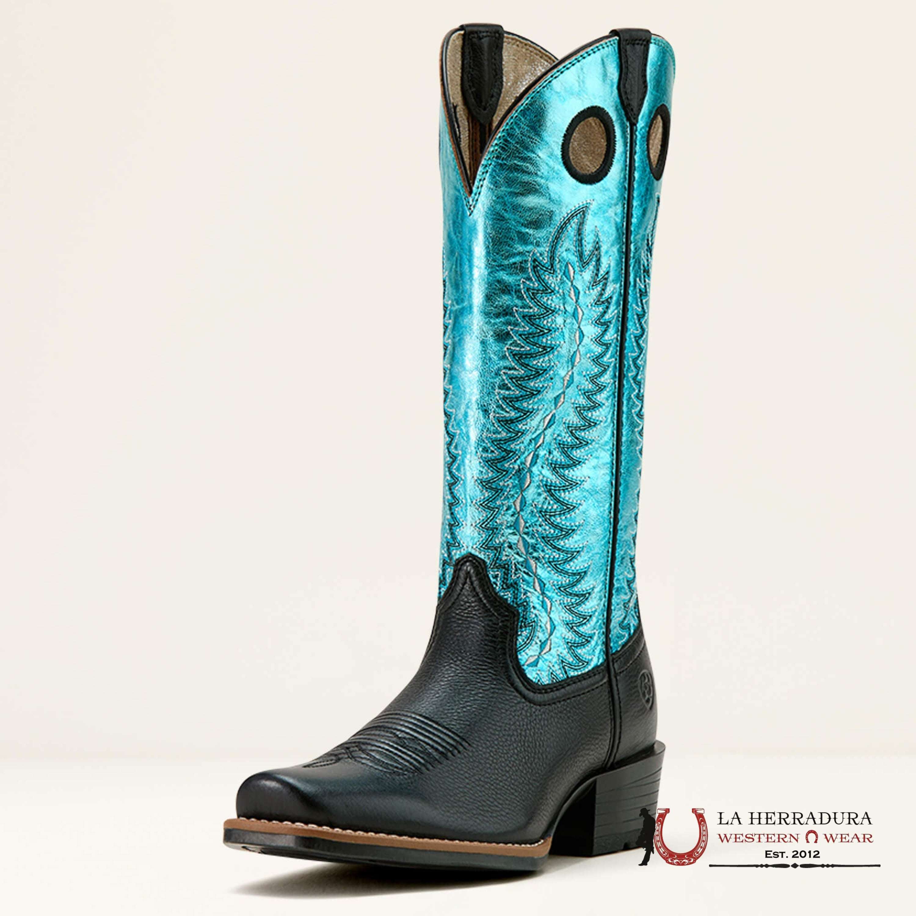 WOMENS ARIAT JUNCTION BLACK DEERTAN SKY BLUE SHINE 10061331 BOTAS MUJERES