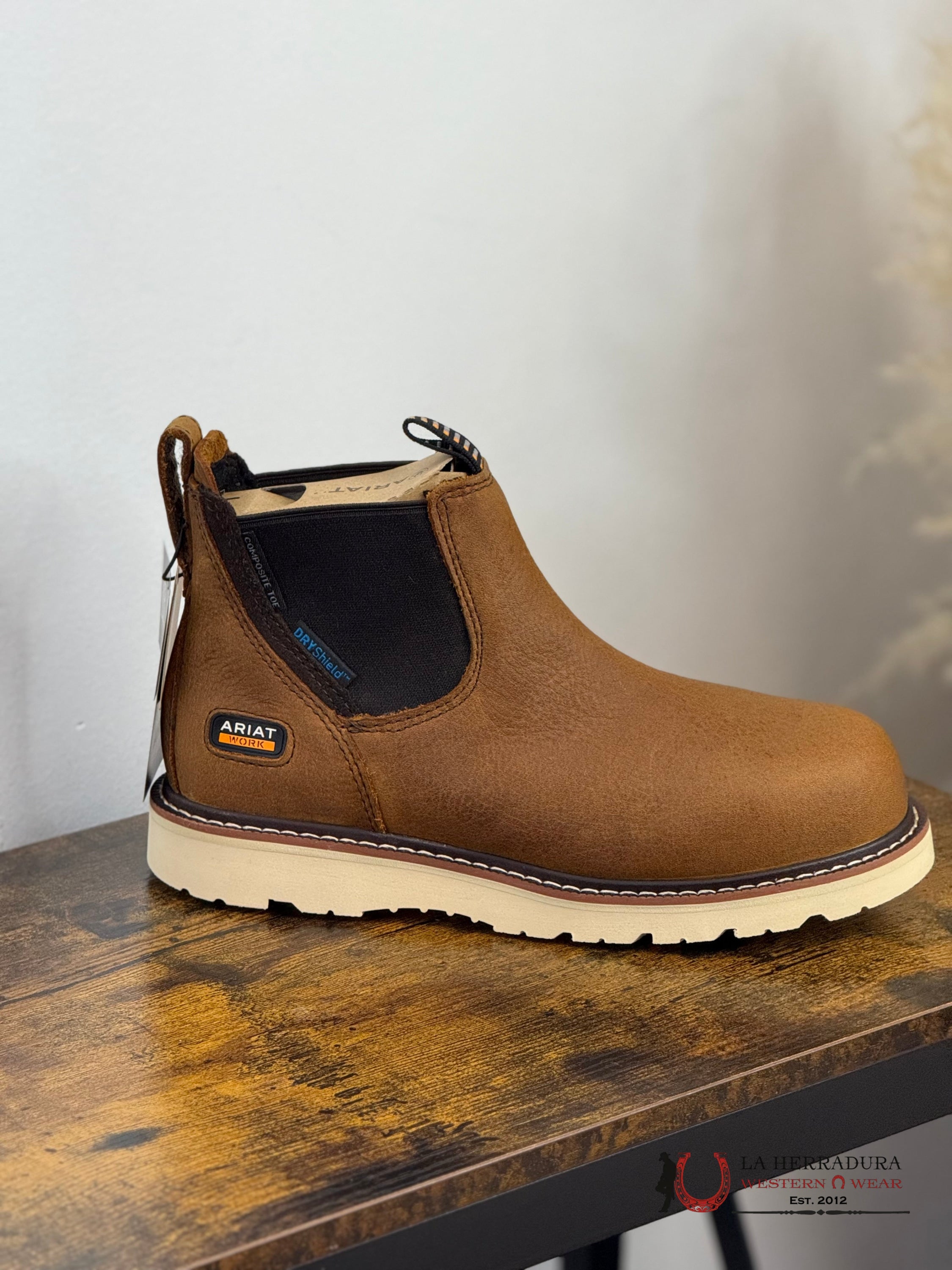 WOMENS ARIAT REBAR COMP TOE ANTIQUE BROWN ROUND TOE WORK BOOT 10053719 BOTAS MUJERES