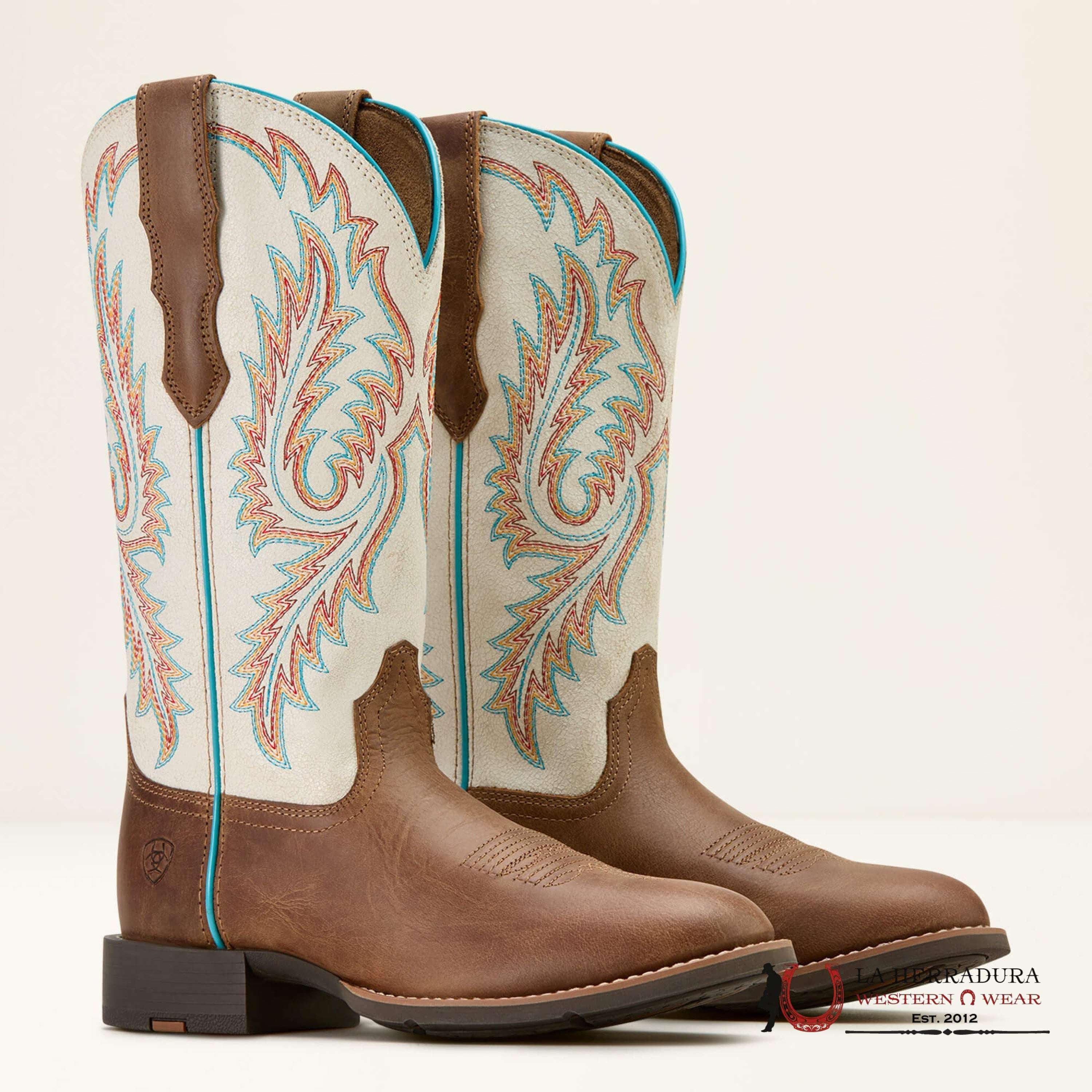 WOMENS ARIAT ROUND UP W TOE STRETCH FIT SANDSTORM DISTRESSED IVORY 10061142 BOTAS MUJERES