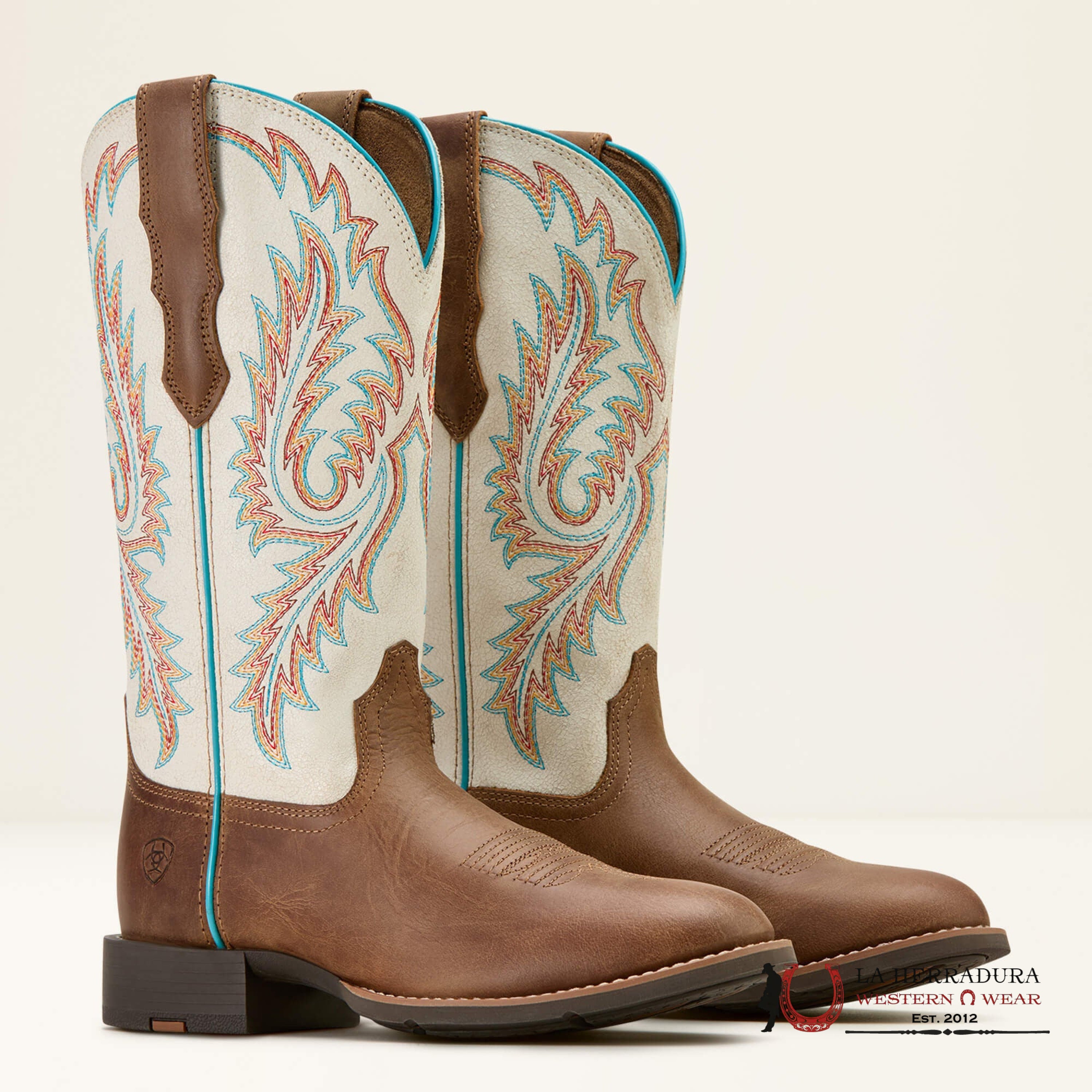 WOMENS ARIAT ROUND UP W TOE STRETCH FIT SANDSTORM DISTRESSED IVORY 10061142 BOTAS MUJERES