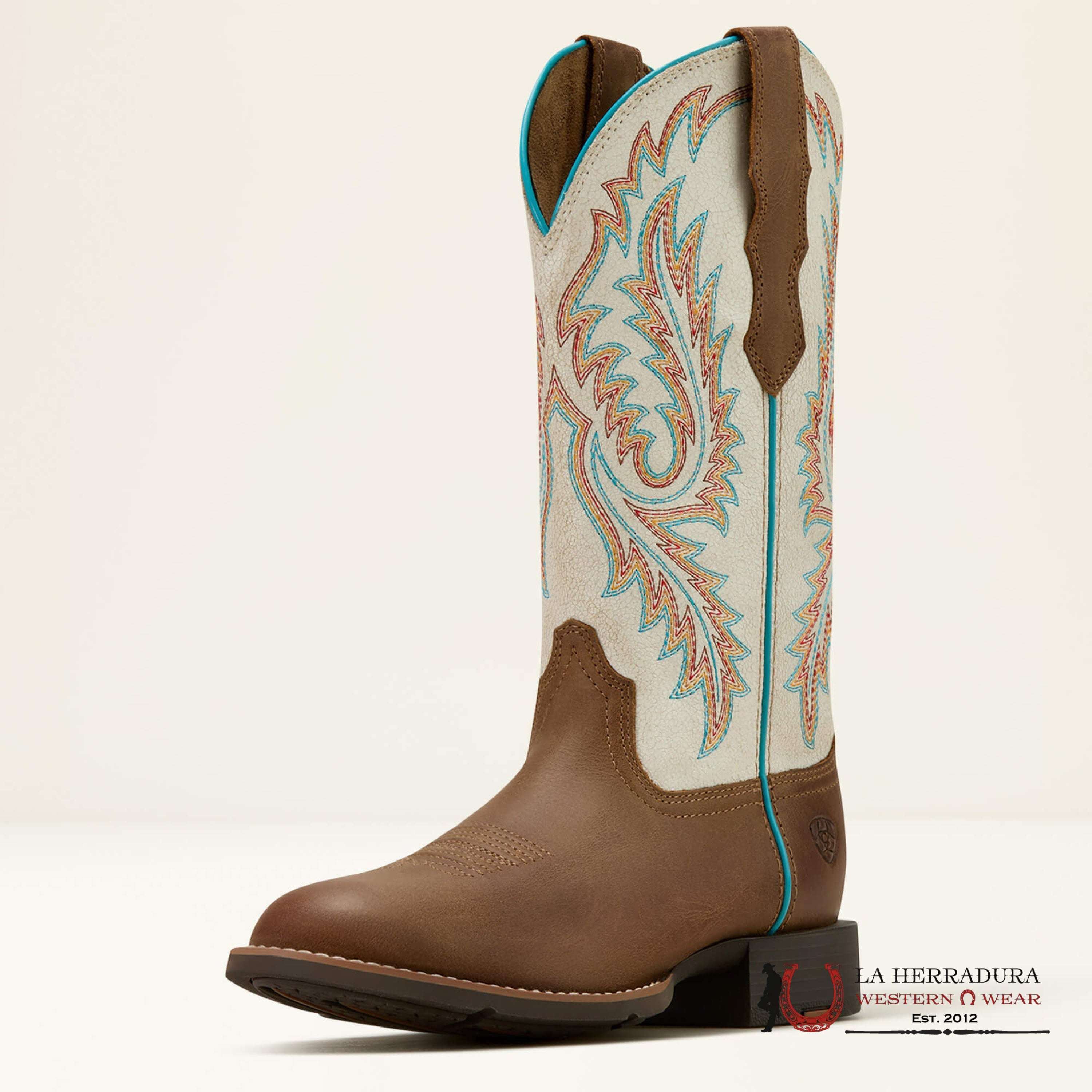 WOMENS ARIAT ROUND UP W TOE STRETCH FIT SANDSTORM DISTRESSED IVORY 10061142 BOTAS MUJERES
