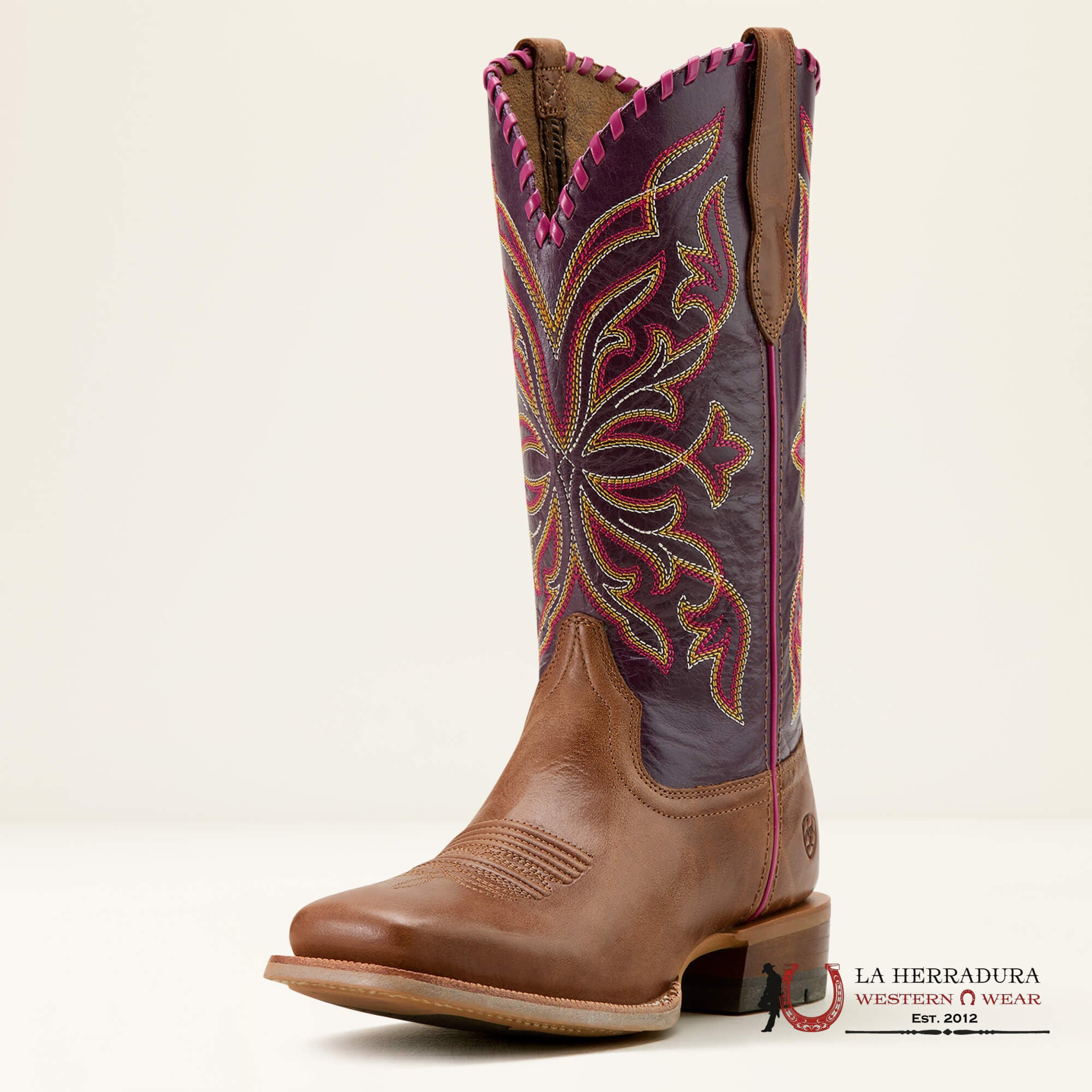 WOMENS ARIAT SHOWDOWN DARK TAN VINO SQUARE TOE BOOTS- 10061147 BOTAS MUJERES