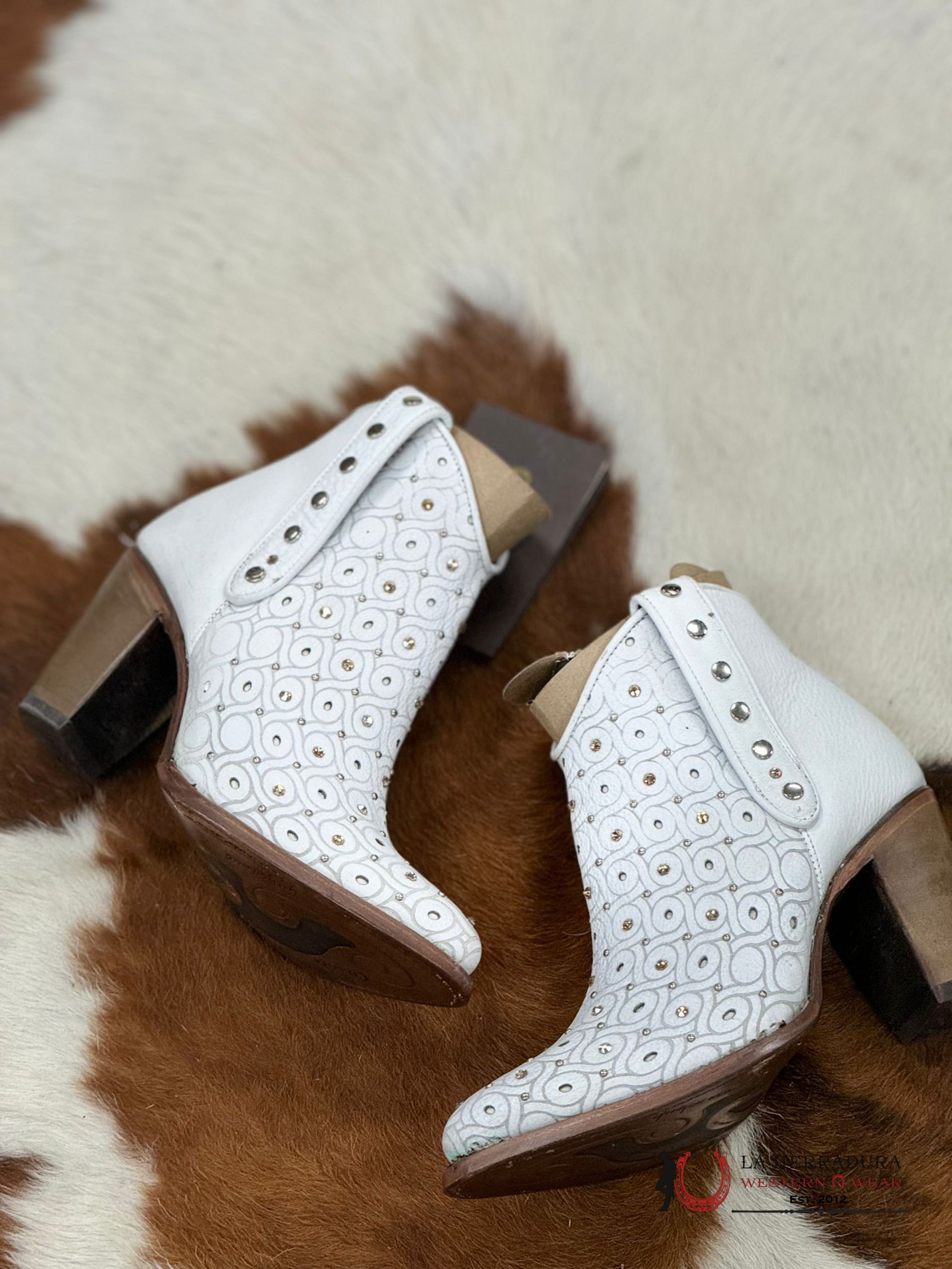 Womens Cuadra Barcelona Blanco Crystals Short Boot Botas Mujeres