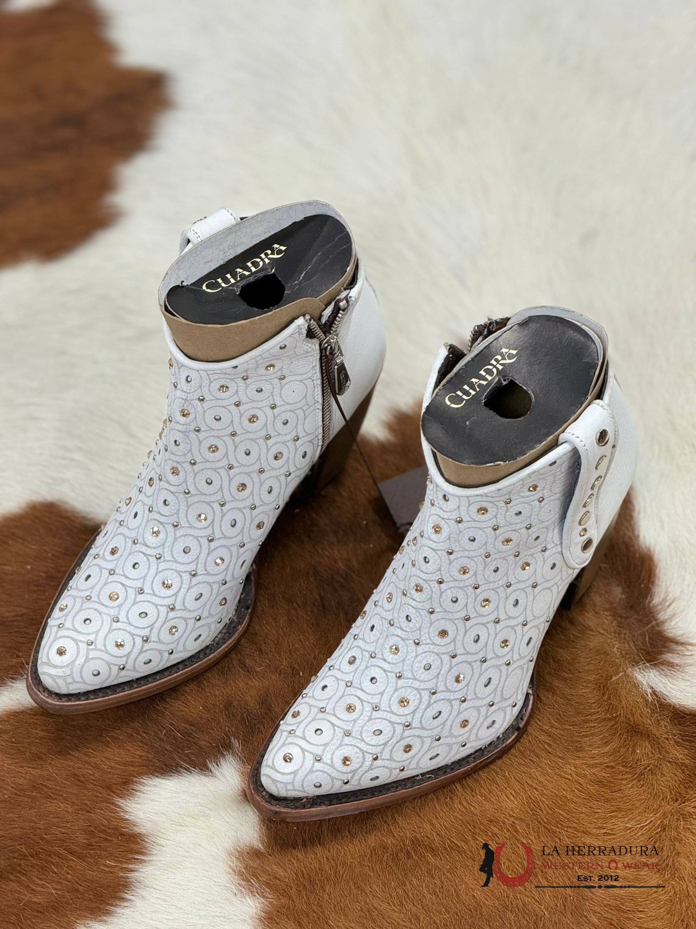 Womens Cuadra Barcelona Blanco Crystals Short Boot Botas Mujeres