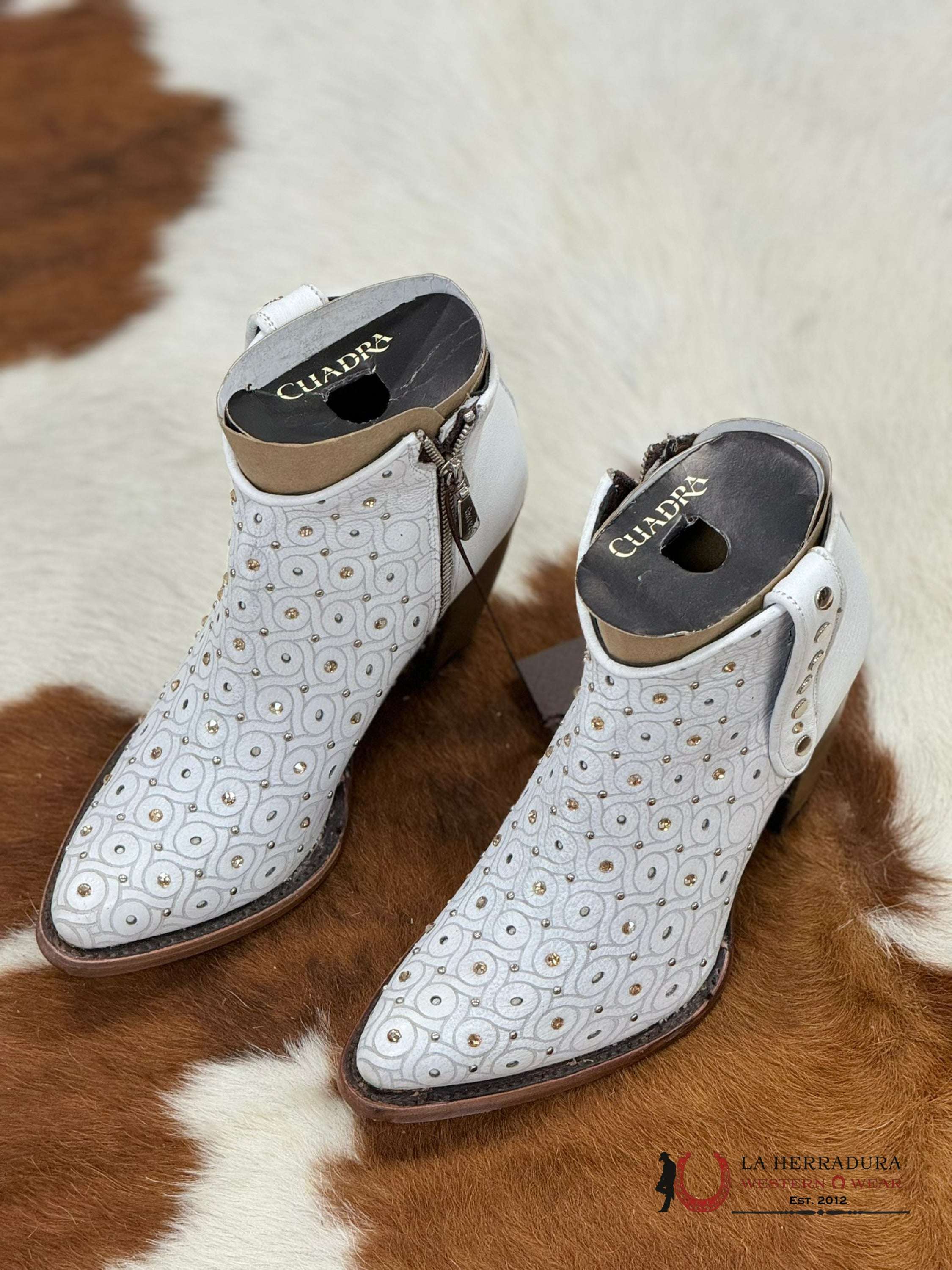 Womens Cuadra Barcelona Blanco Crystals Short Boot Botas Mujeres