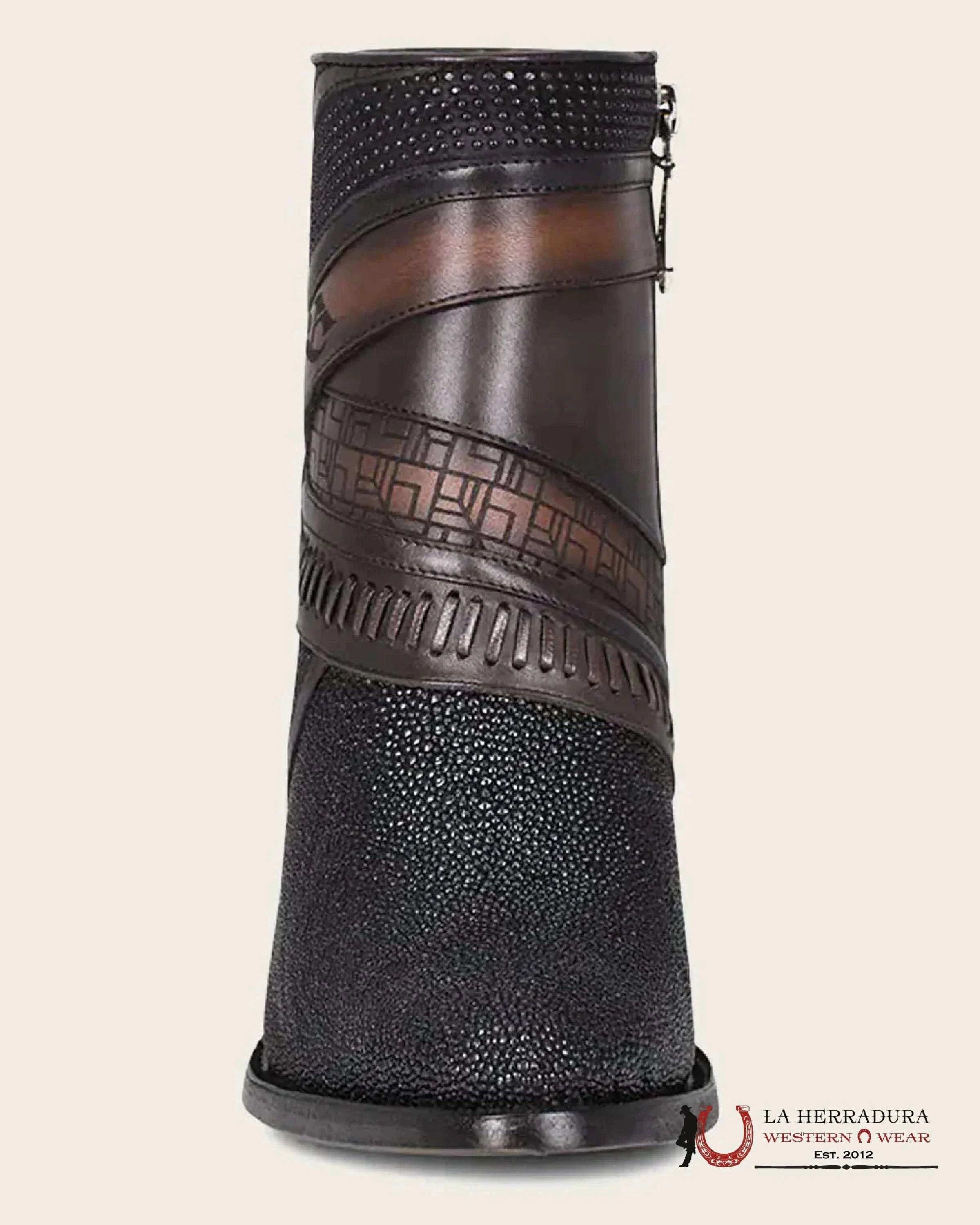 WOMENS CUADRA BLACK STINGRAY LASER EMBROIDERY & HARNESS SHORT BOOT MANTARRAYA BOTINES BOTAS MUJERES