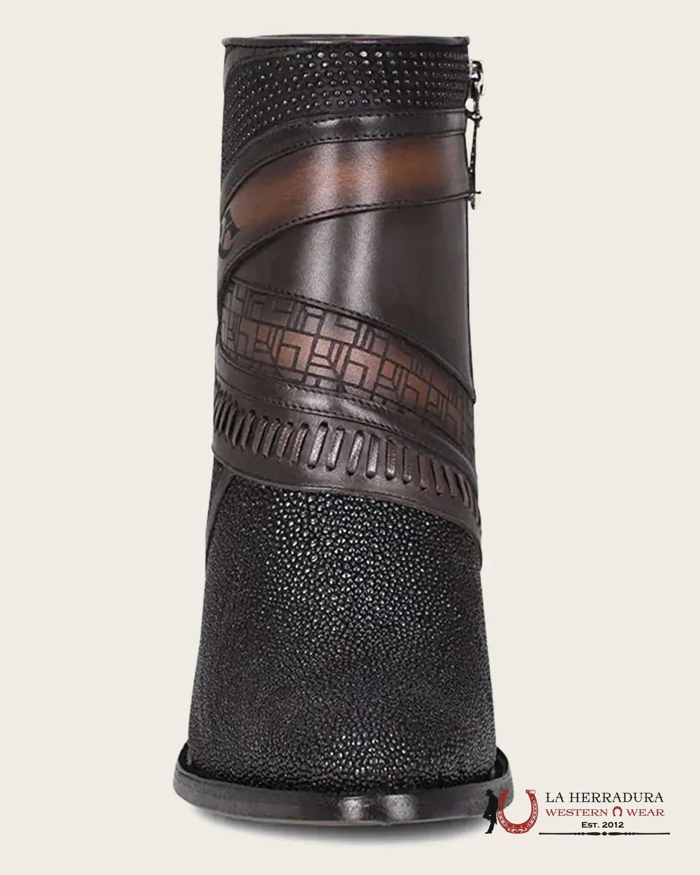 WOMENS CUADRA BLACK STINGRAY LASER EMBROIDERY & HARNESS SHORT BOOT MANTARRAYA BOTINES BOTAS MUJERES