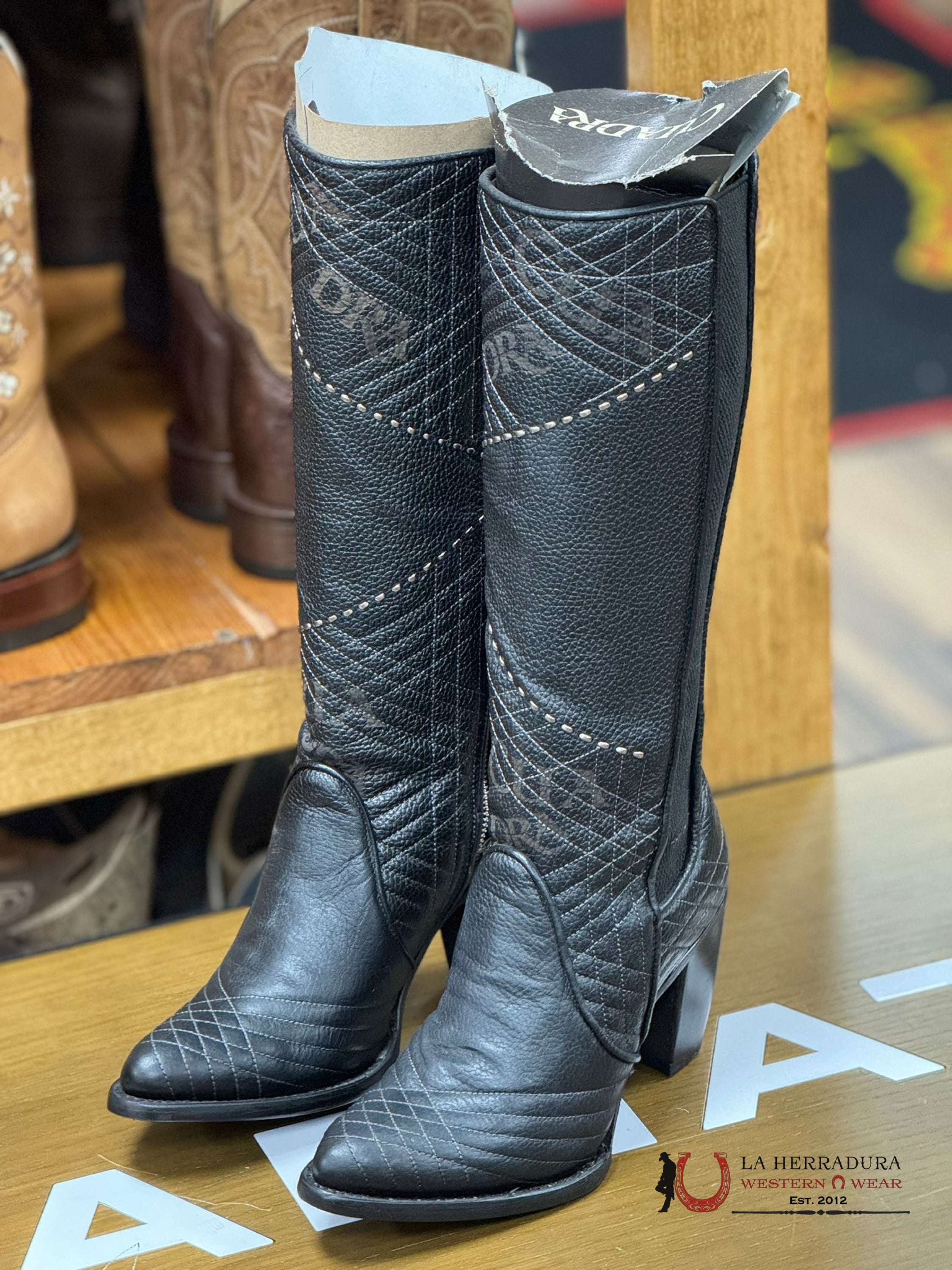Womens Cuadra De Res Santana Negro Round Toe Botas Mujeres