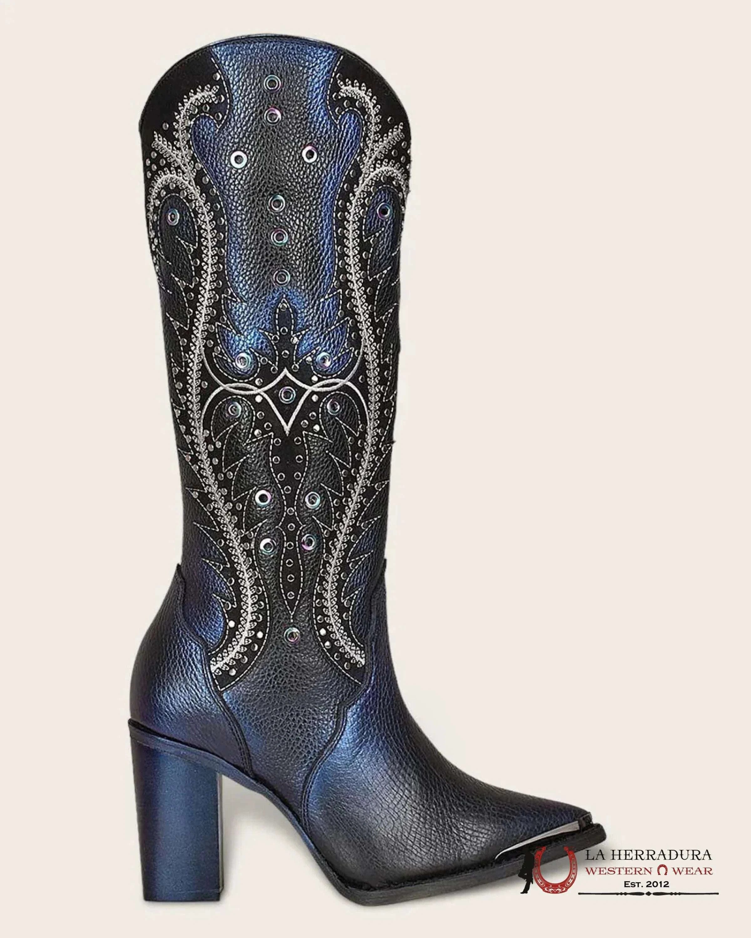 WOMENS CUADRA DE RES SANTANA SAPPHIRE NEGRO POINTED TOE CU727 BOTAS MUJERES