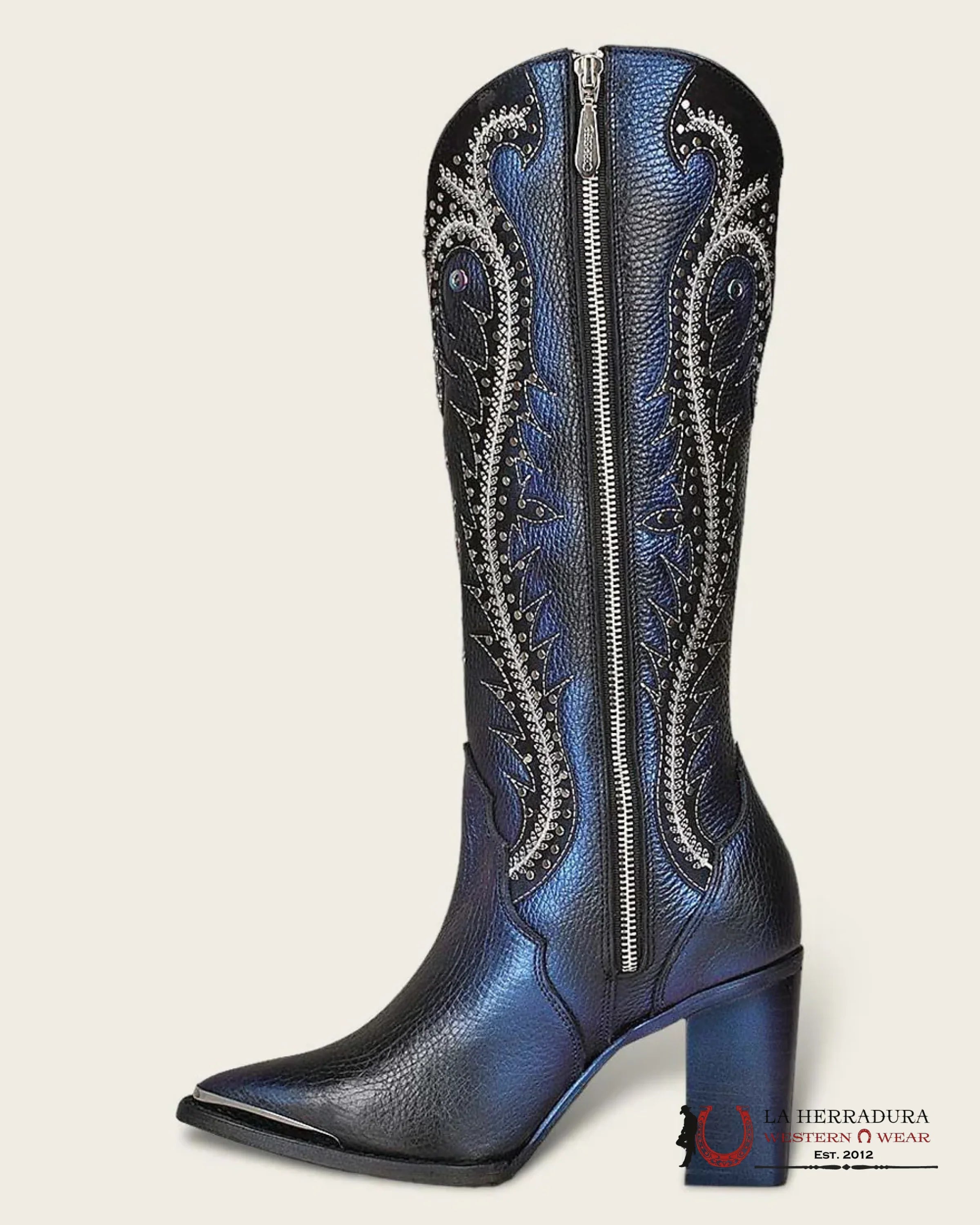 WOMENS CUADRA DE RES SANTANA SAPPHIRE NEGRO POINTED TOE CU727 BOTAS MUJERES