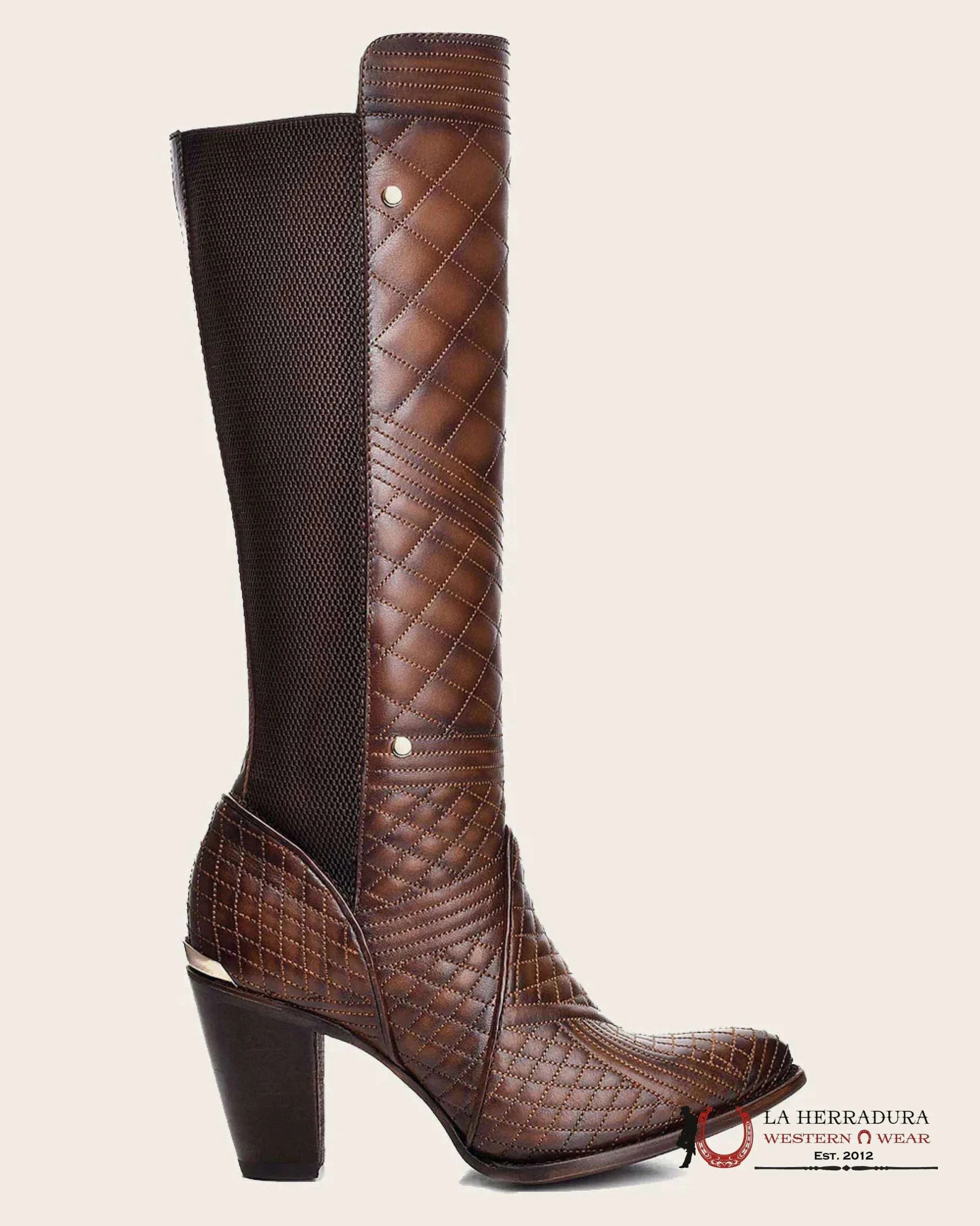 WOMENS CUADRA RES AZTECA HONEY EMBROIDERY TALL BOOT ROUND TOE BOTAS MUJERES