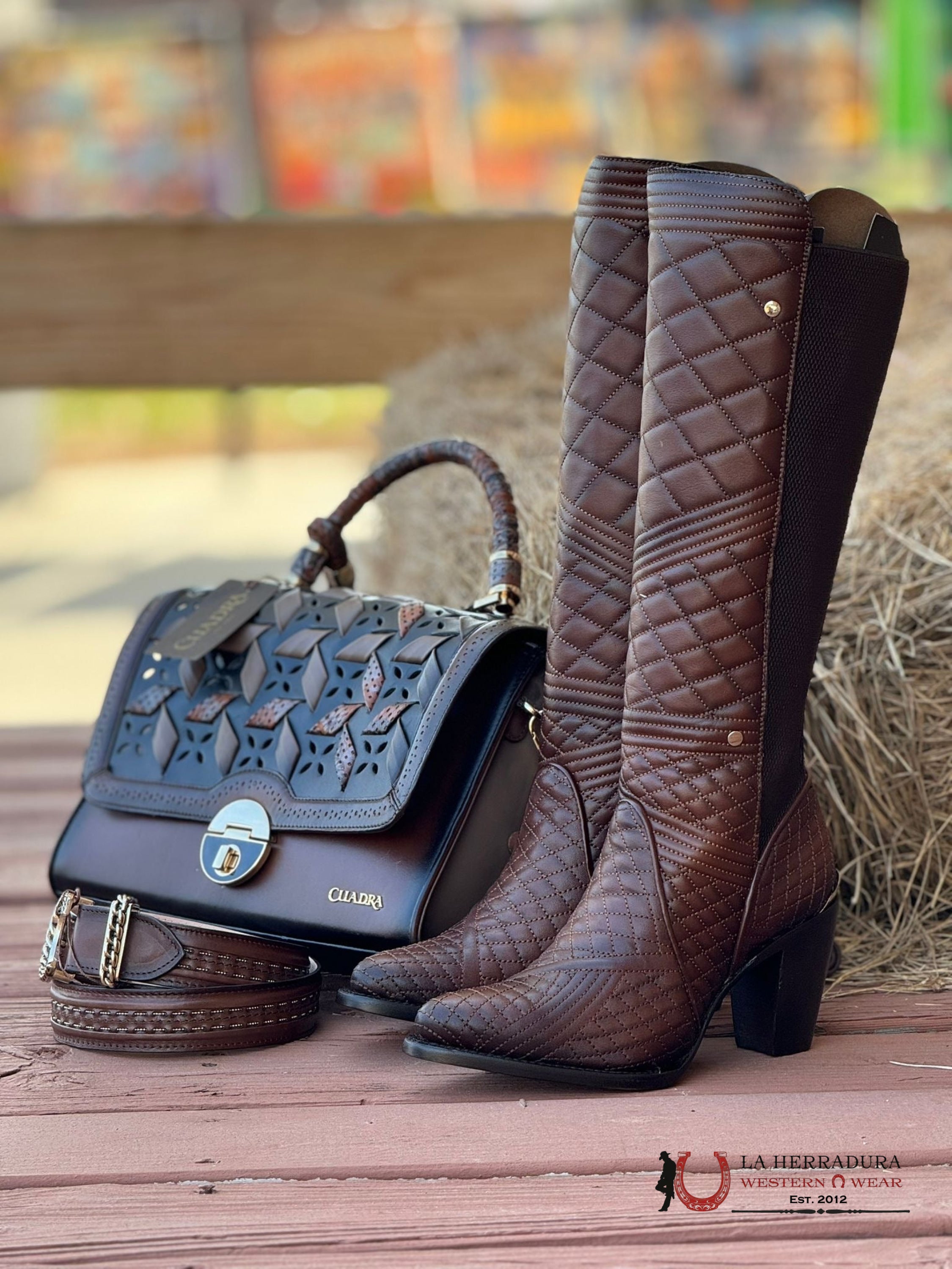 Womens Cuadra Res Azteca Honey Embroidery Tall Boot Round Toe Botas Mujeres