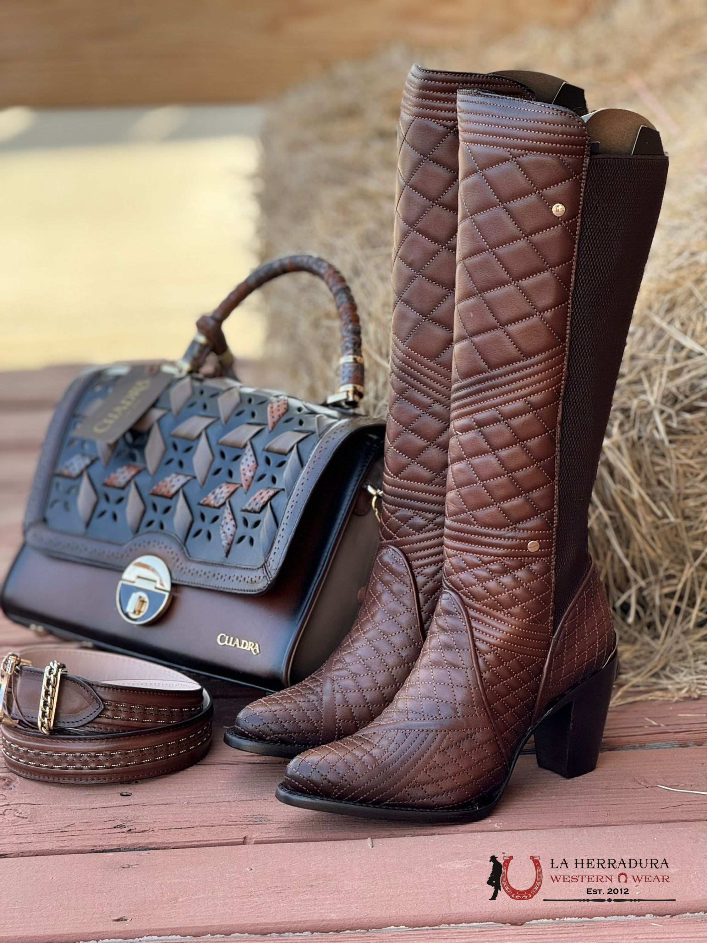 Womens Cuadra Res Azteca Honey Embroidery Tall Boot Round Toe Botas Mujeres