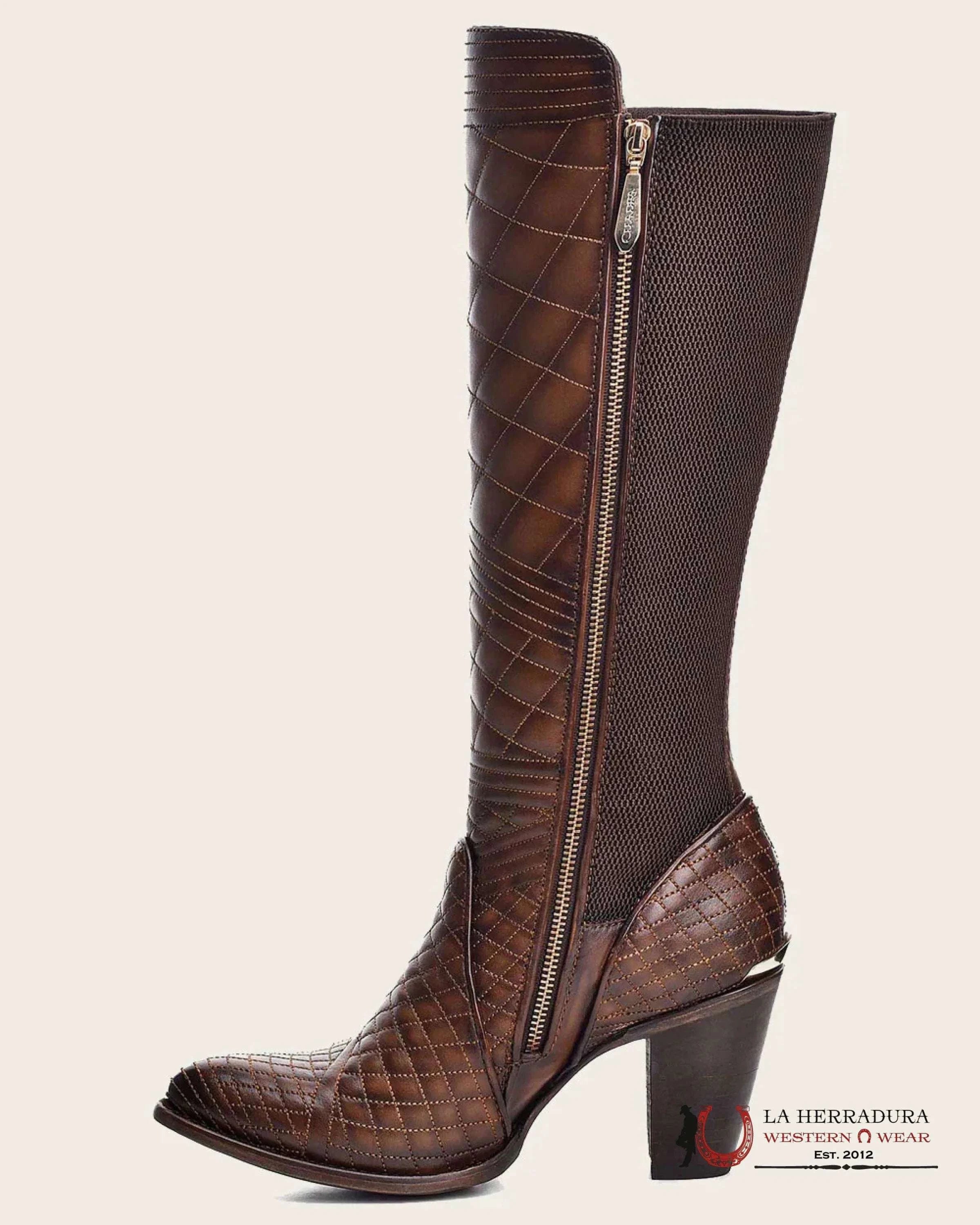 WOMENS CUADRA RES AZTECA HONEY EMBROIDERY TALL BOOT ROUND TOE BOTAS MUJERES