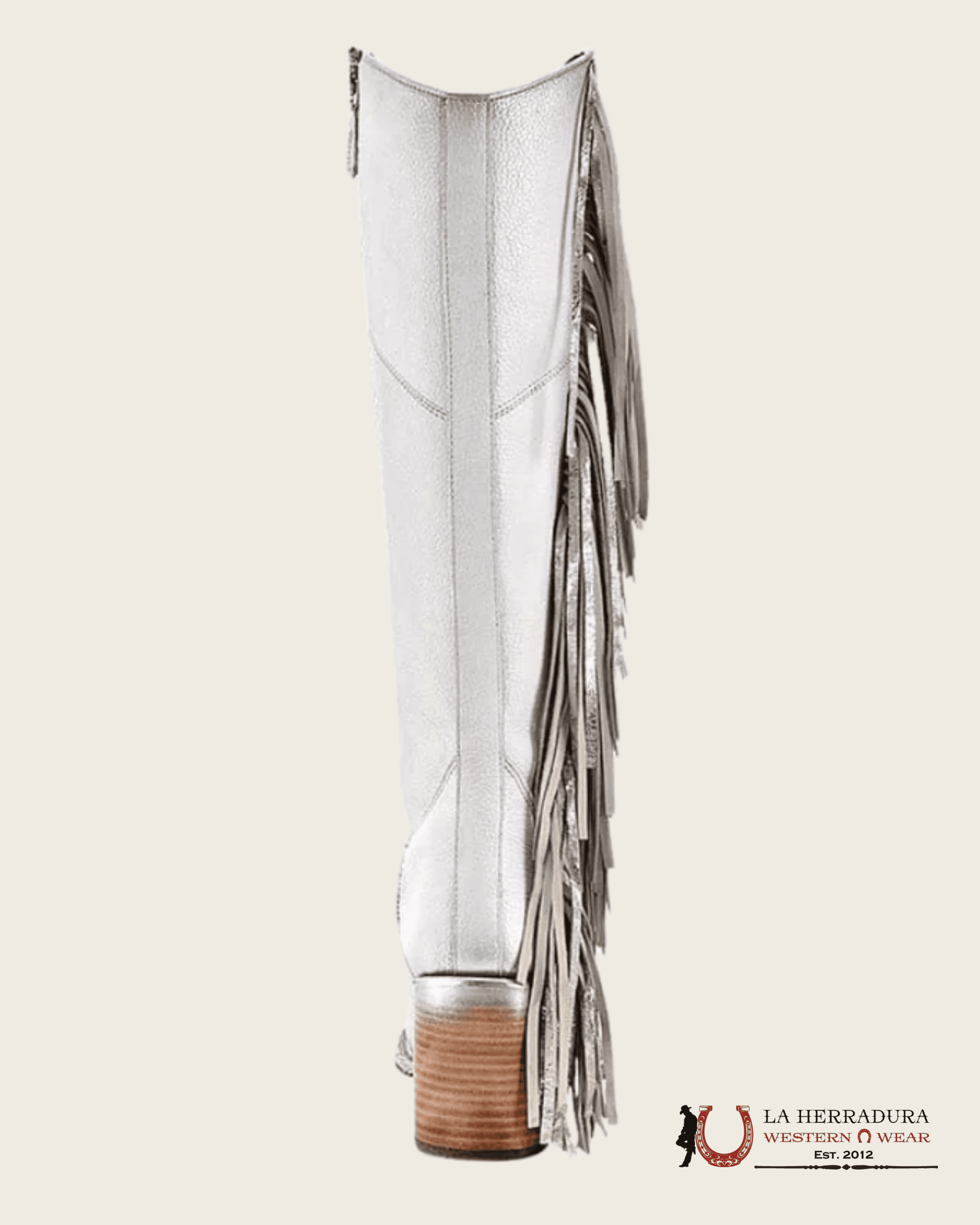 WOMENS CUADRA RES CORDOVA WHITE ZIPPER & STUDS & FRINGE POINT TOE TALL BOOT CU768 BOTAS MUJERES