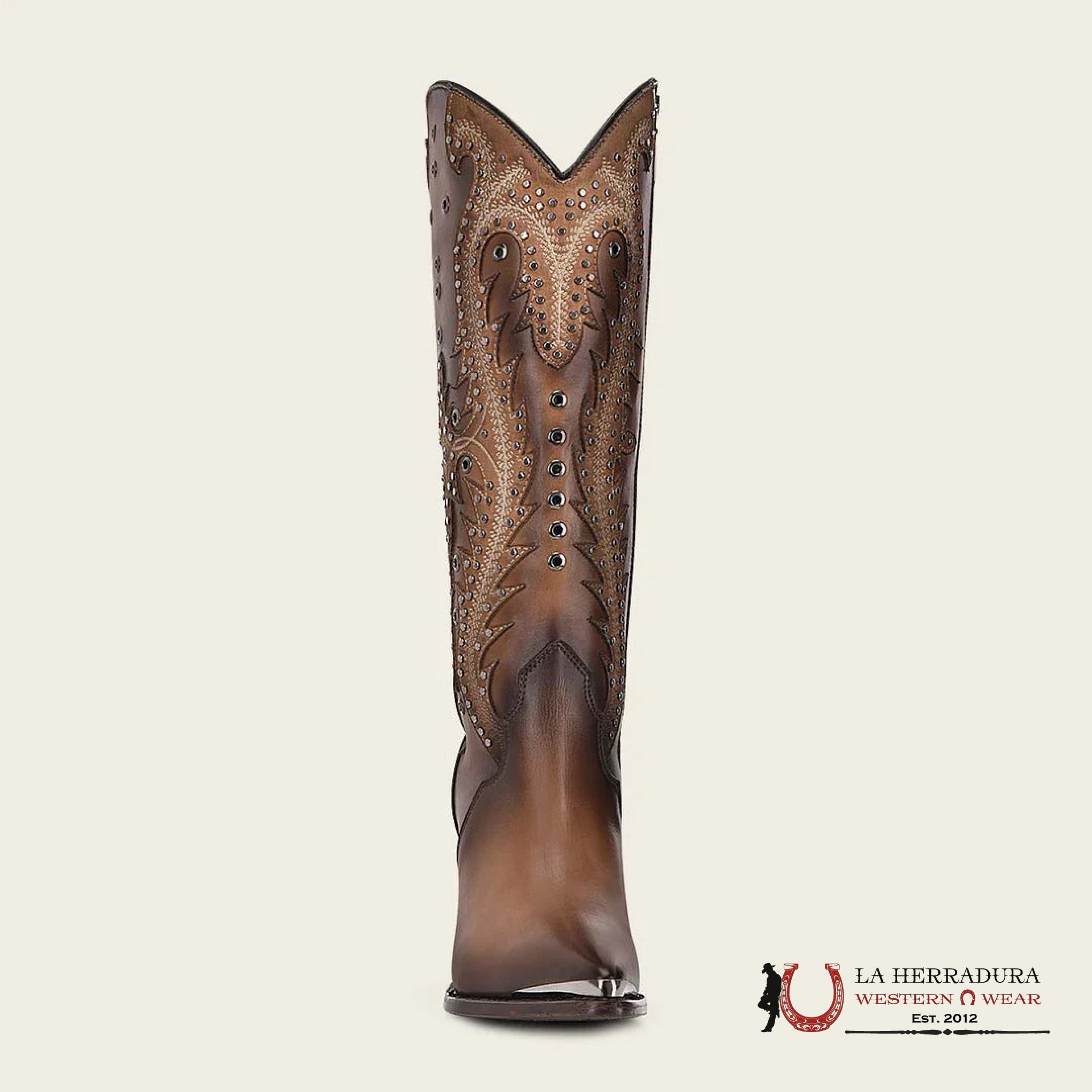 WOMENS CUADRA RES CRUST SATRO ARENA SAND OVERLAY EMBROIDERY & STUDS POINT TOE CU763 BOTAS MUJERES