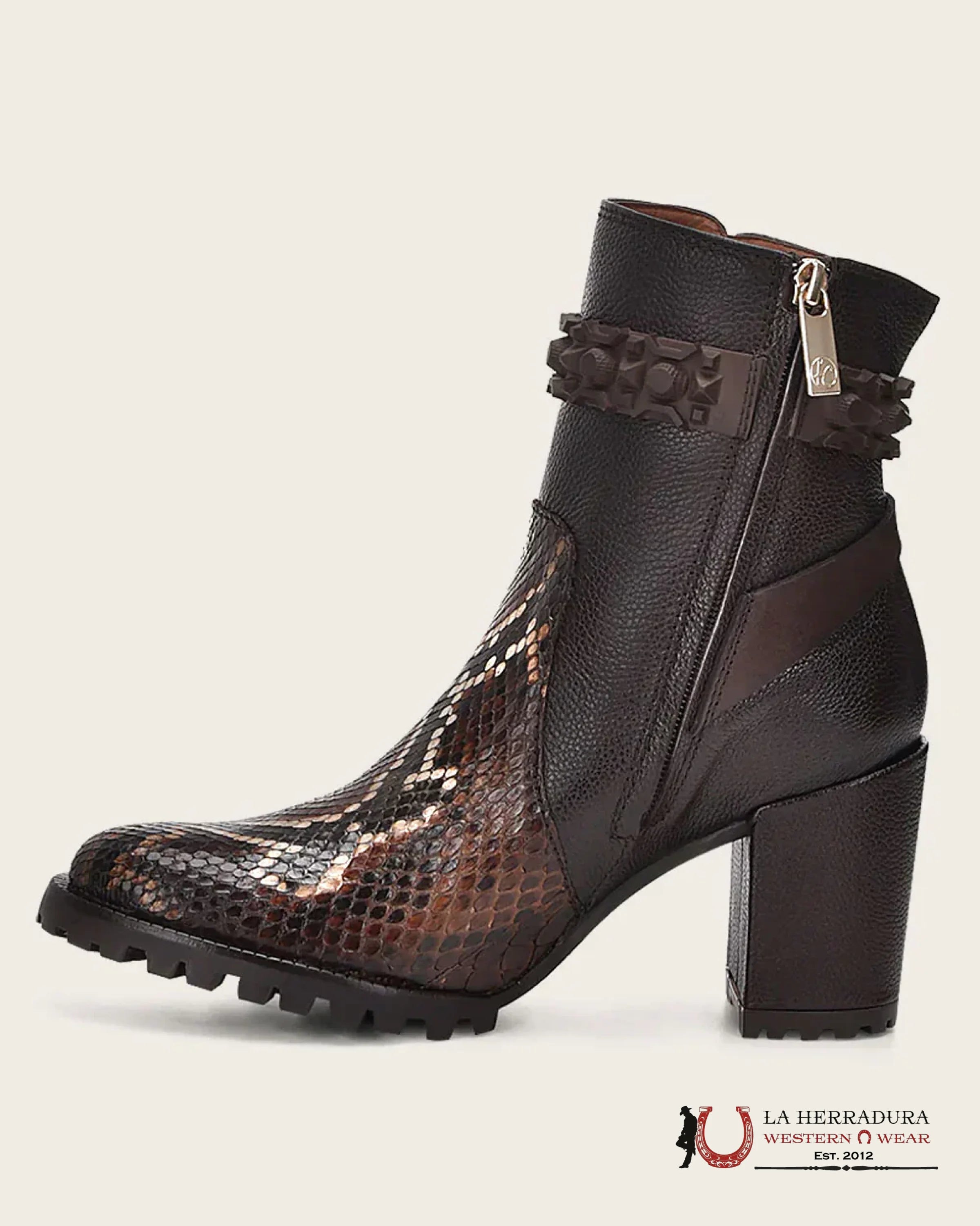 WOMEN’S FRANCO CUADRA PYTHON CAFE CACAO BRISTOL COWHIDE BOTAS MUJERES