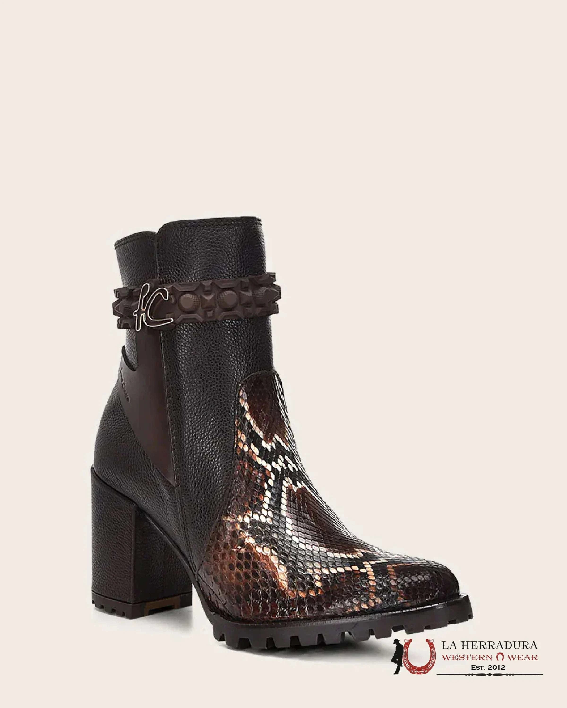 WOMEN’S FRANCO CUADRA PYTHON CAFE CACAO BRISTOL COWHIDE BOTAS MUJERES
