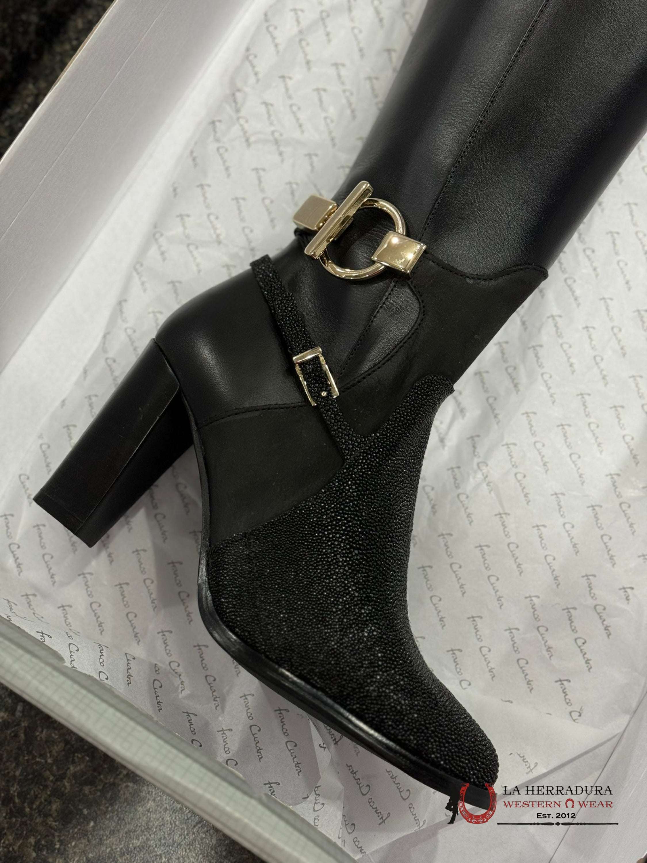 Women’s Franco Cuadra Tall Boot Stingray Velvet Black Botas Mujeres