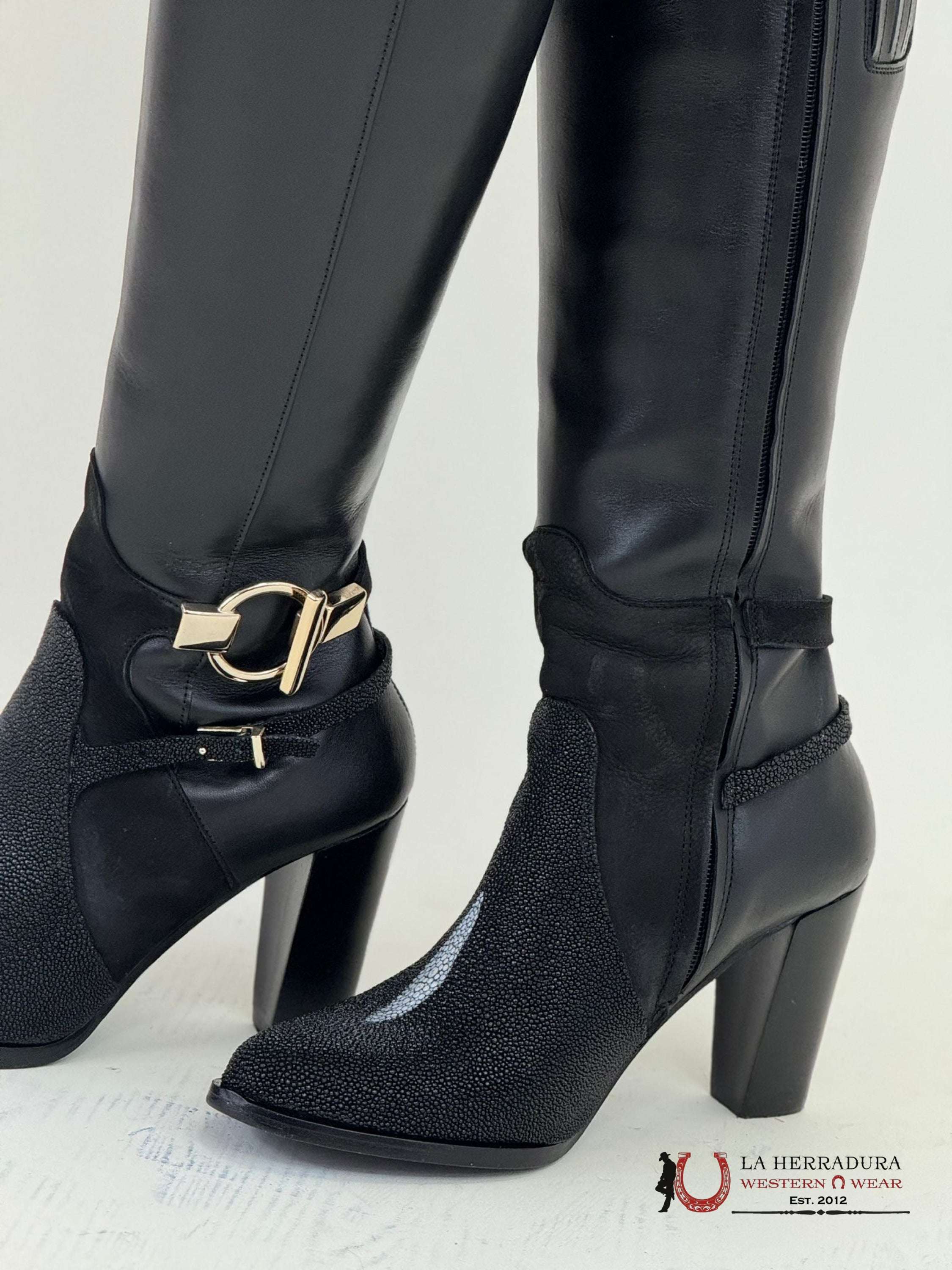 Women’s Franco Cuadra Tall Boot Stingray Velvet Black Botas Mujeres