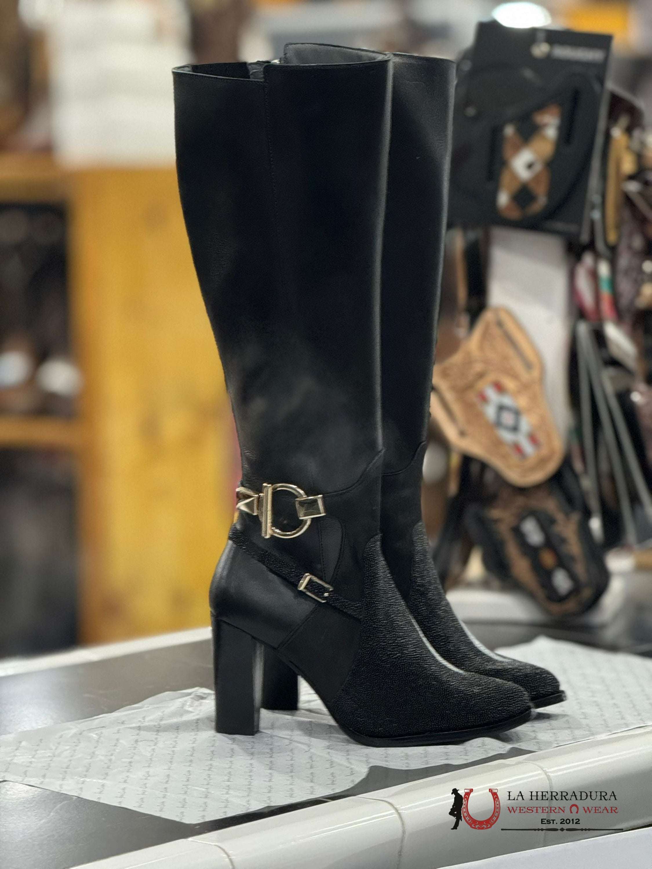 Women’s Franco Cuadra Tall Boot Stingray Velvet Black Botas Mujeres