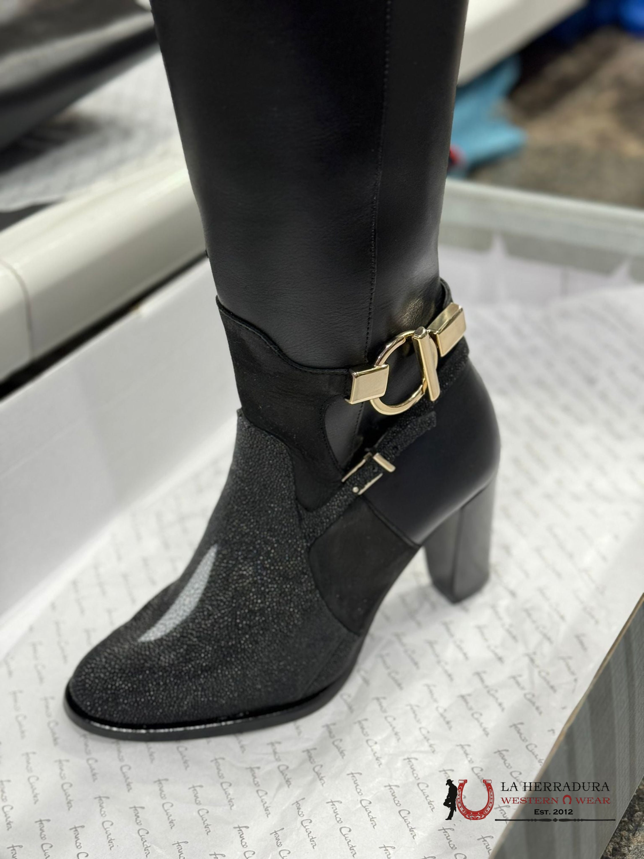 Women’s Franco Cuadra Tall Boot Stingray Velvet Black Botas Mujeres