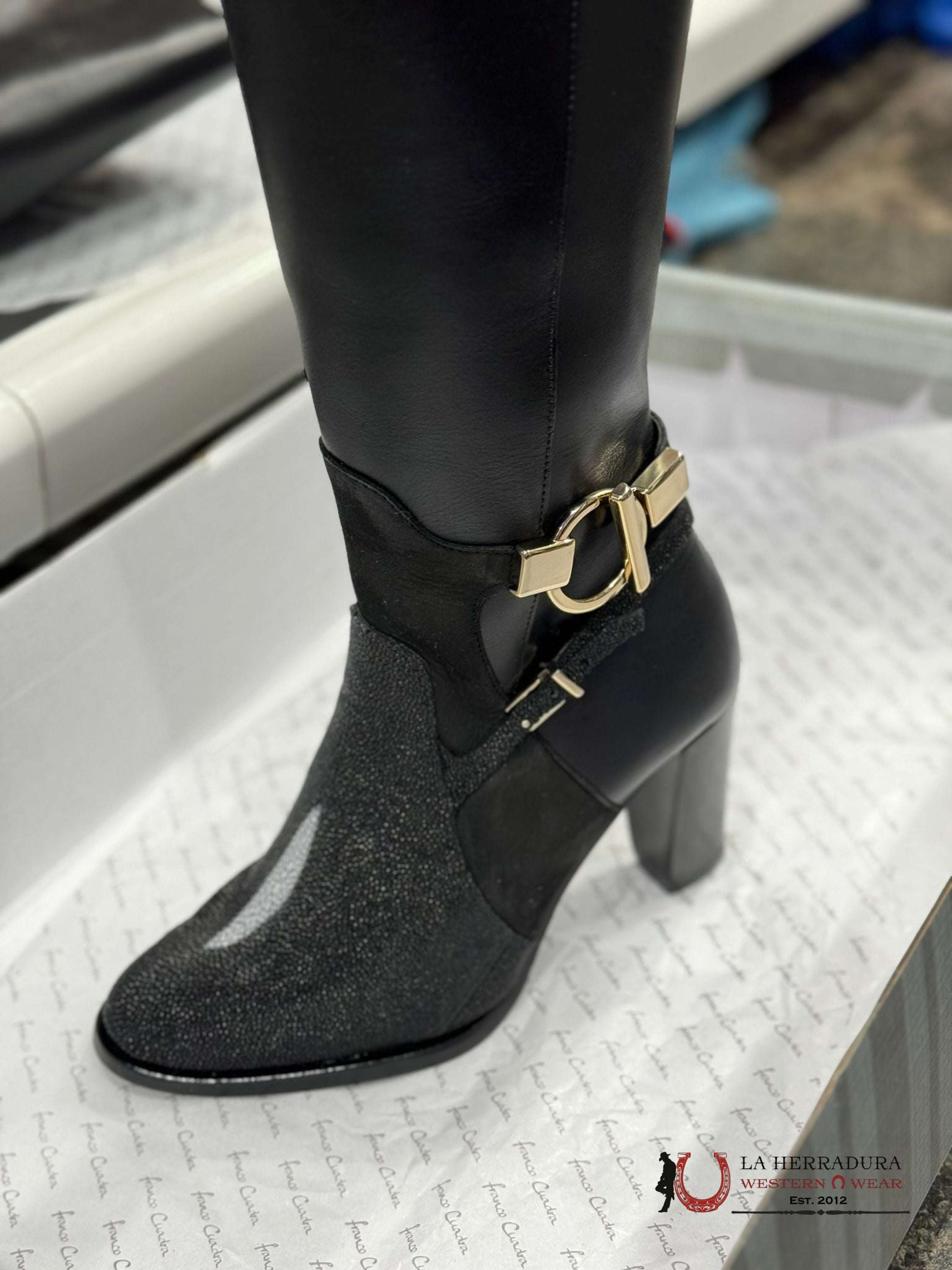 Women’s Franco Cuadra Tall Boot Stingray Velvet Black Botas Mujeres