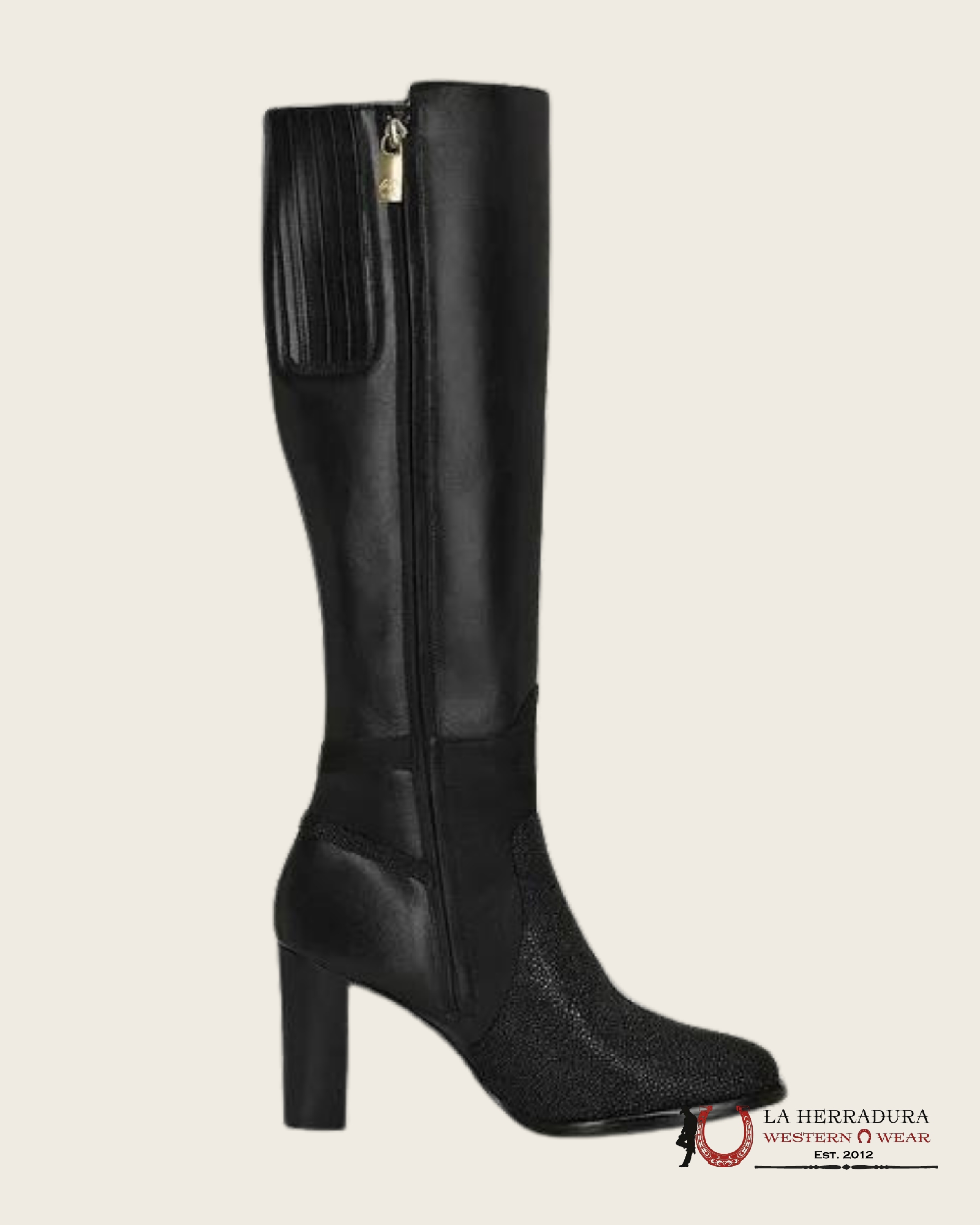 WOMEN’S FRANCO CUADRA TALL BOOT STINGRAY VELVET BLACK FC754 BOTAS MUJERES