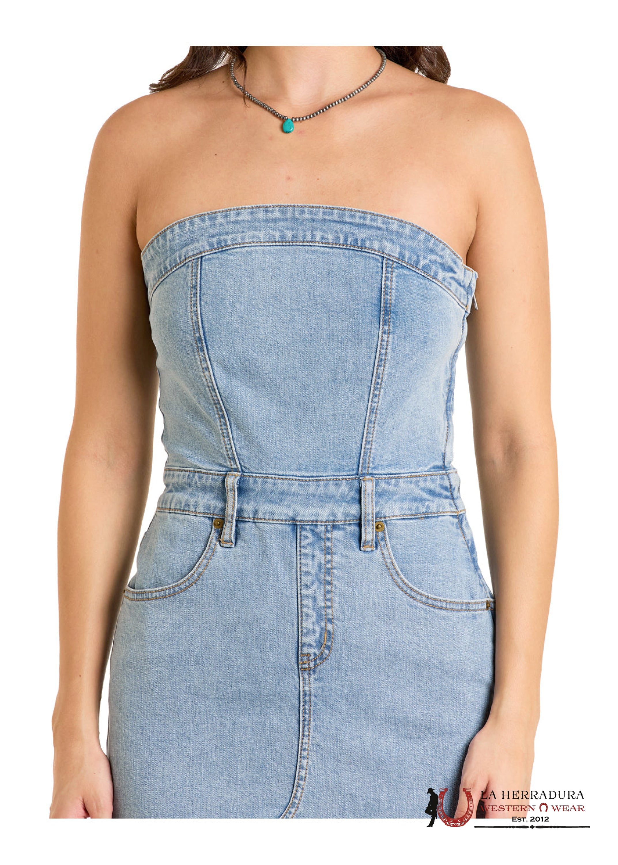 WOMEN’S LIGHT WASH DENIM STRAP DRESS- BWD0D06413 ROPA MUJERES