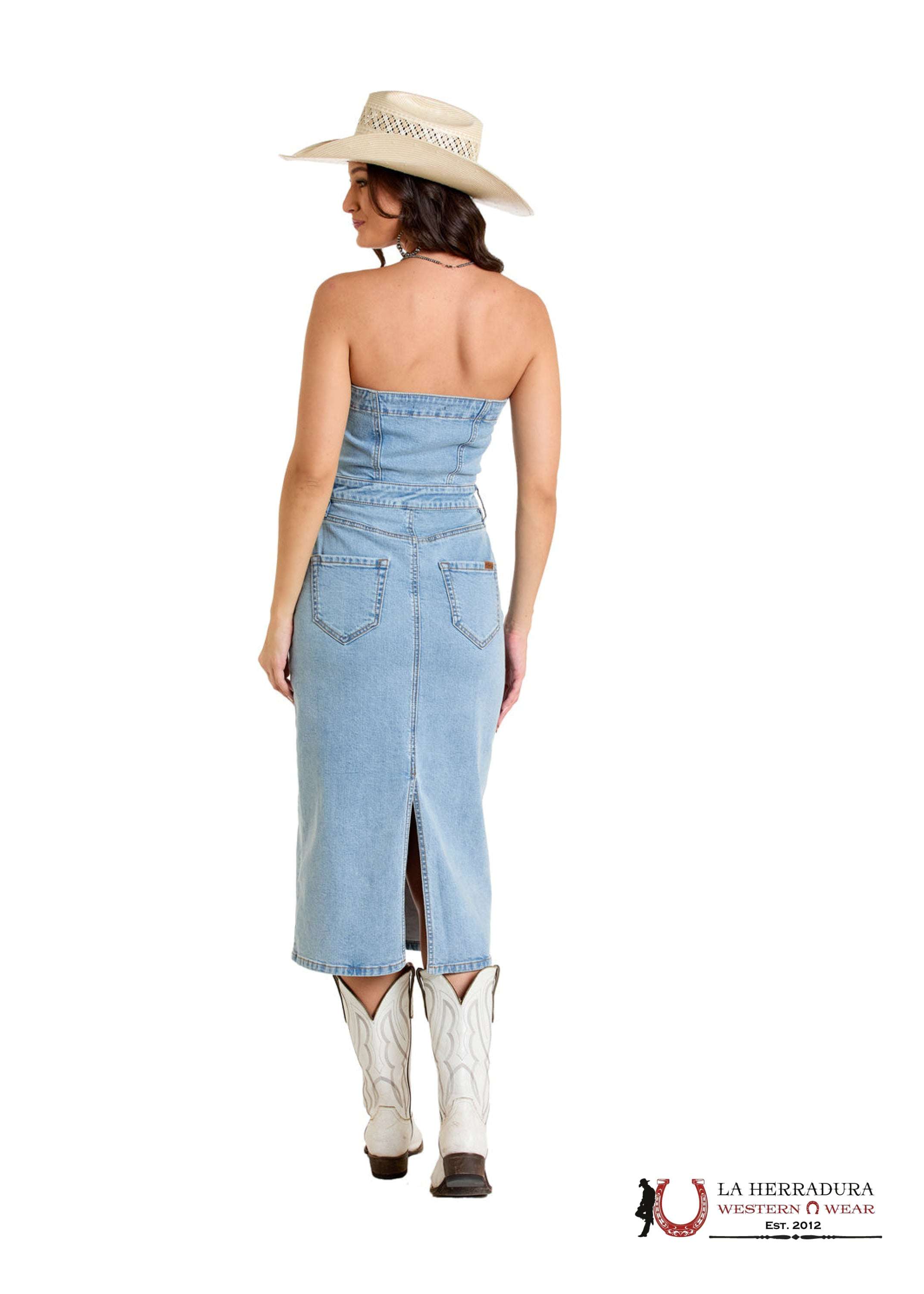 WOMEN’S LIGHT WASH DENIM STRAP DRESS- BWD0D06413 ROPA MUJERES