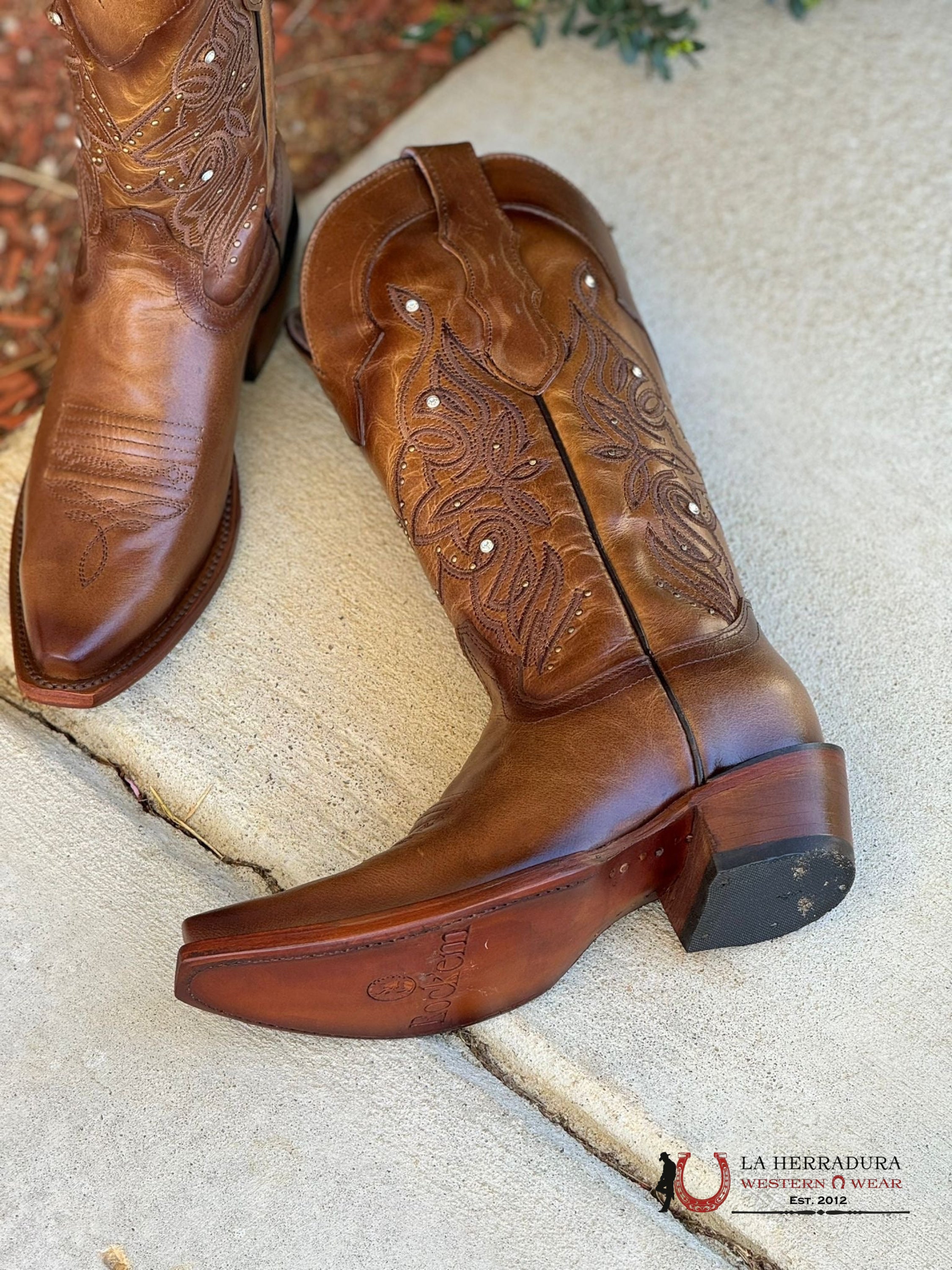 Womens Lucido Miel Snip Toe Botas Mujeres