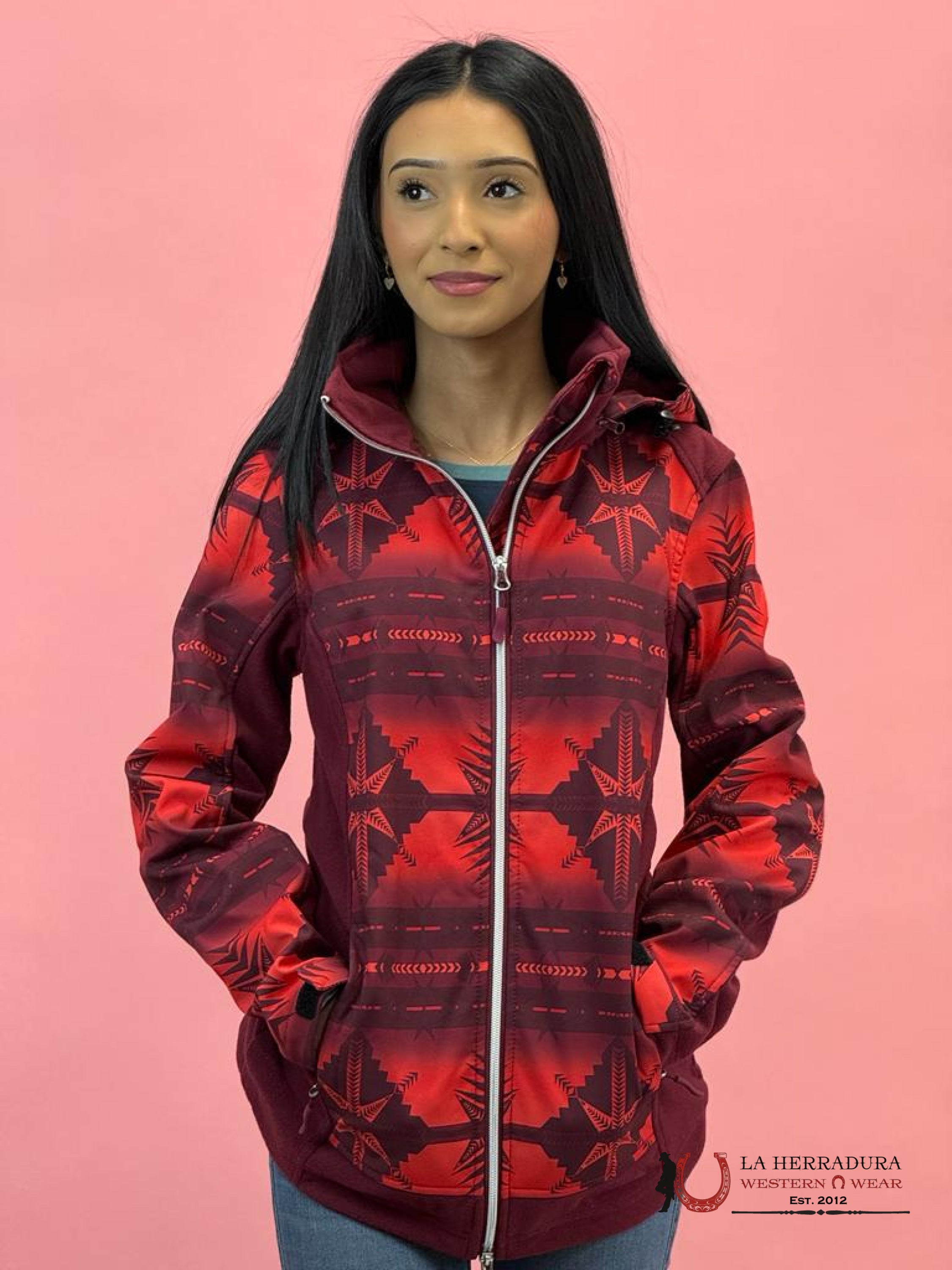 Womens Panhandle Printed Aztec Softshell Jacket Fuchsia Ropa Mujeres