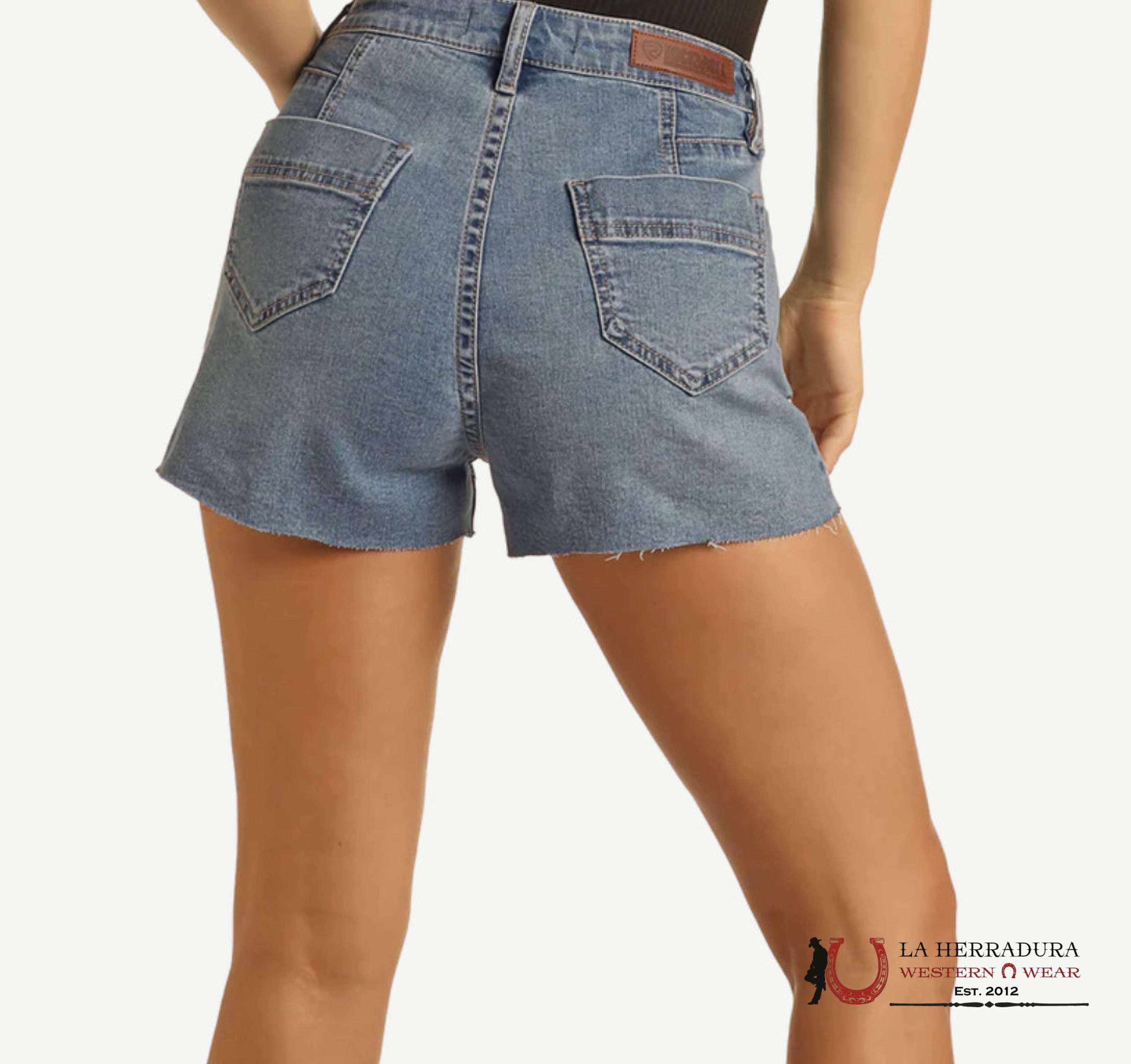 Women’s Rock&Roll Medium Wash Stud Shorts ROPA MUJERES