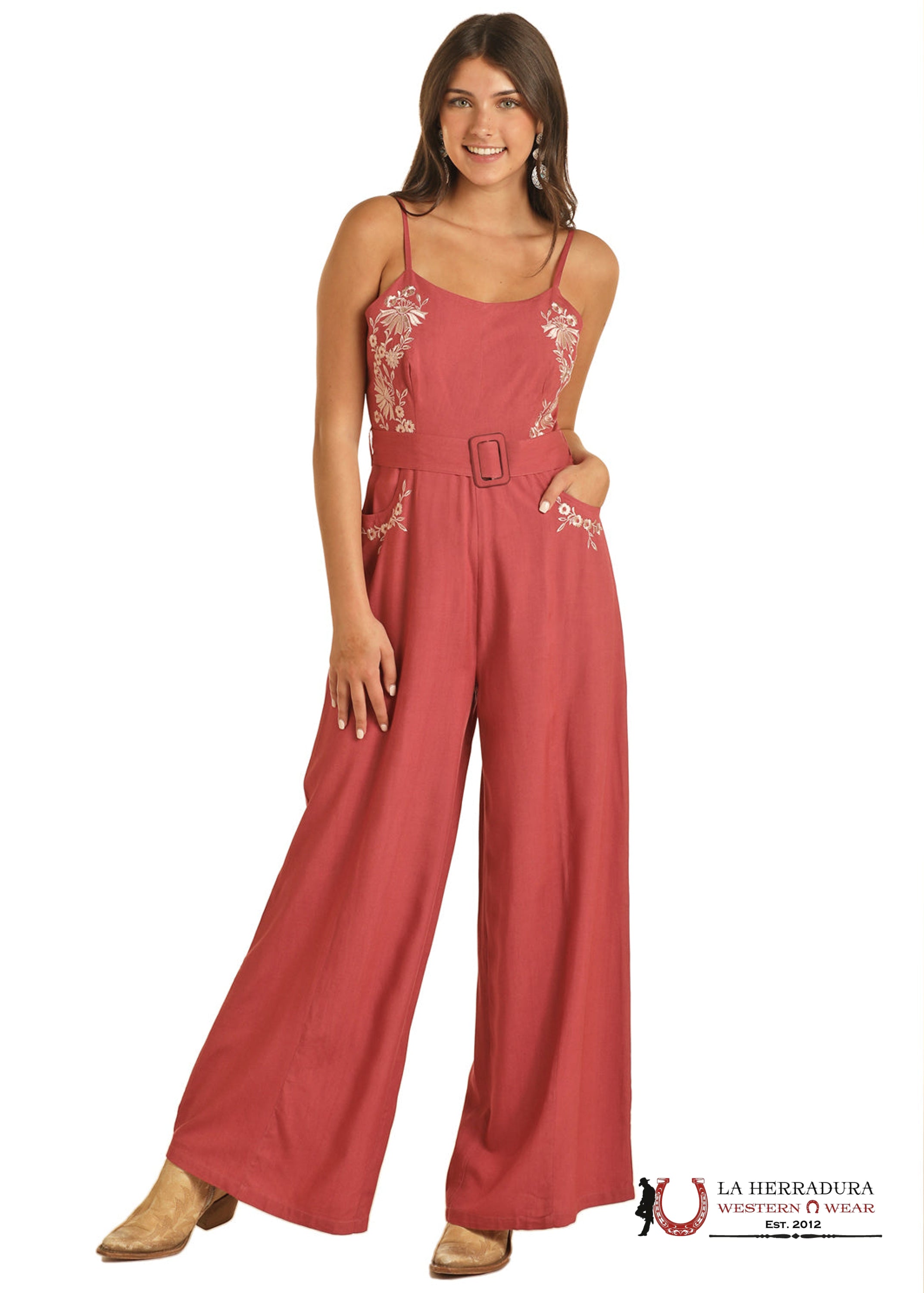 WOMEN’S ROSE/MAUVE EMBROIDERED JUMPSUIT - BWR6J03919 ROPA MUJERES