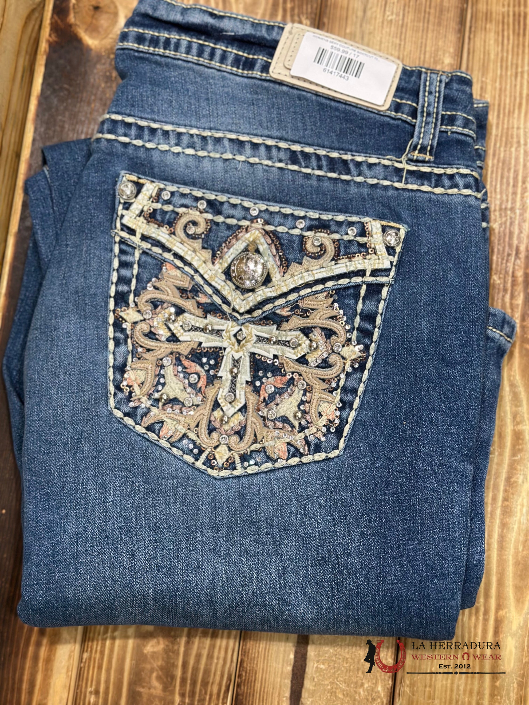 WOMENS SEXY COUTURE BOOTCUT FIT CROSS DESIGN WITH BLING S1206-PB33 NIÑOS