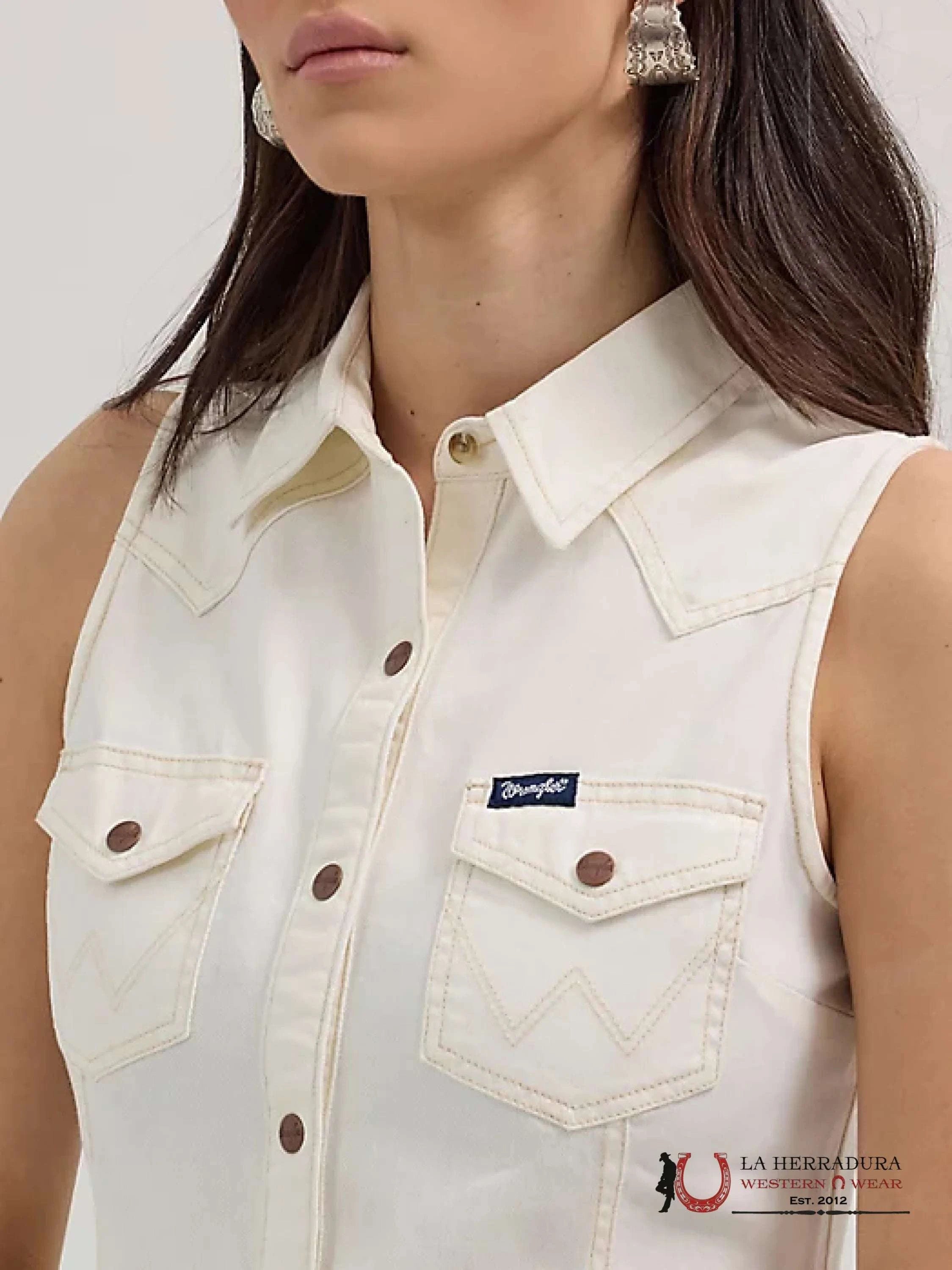 WOMEN’S WESTERN SNAP SHIFT DRESS WHITE - 4413 ROPA MUJERES